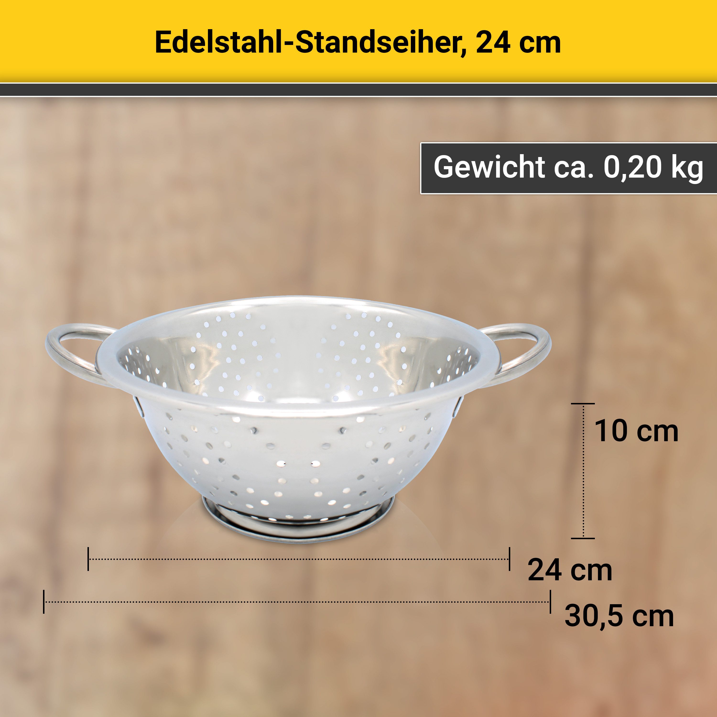 Krüger Seiher Edelstahl Standseiher glänzend poliert, Ø 24 cm, Edelstahl, (1-St), zeitloses Design und einfache Reinigung – Bild 3 von 3