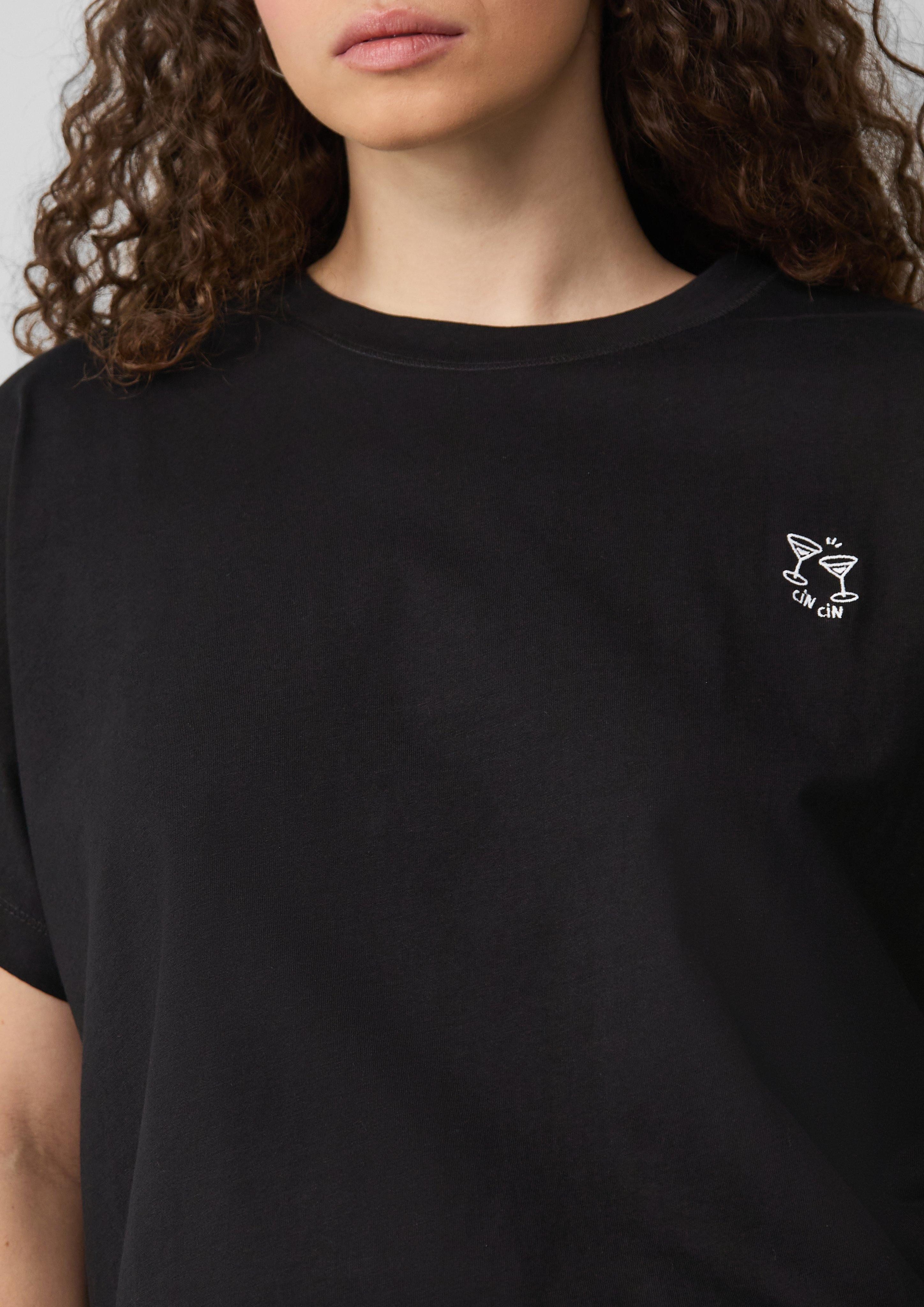 QS Kurzarmshirt lässiges Shirt mit angeschnittener günstig online kaufen