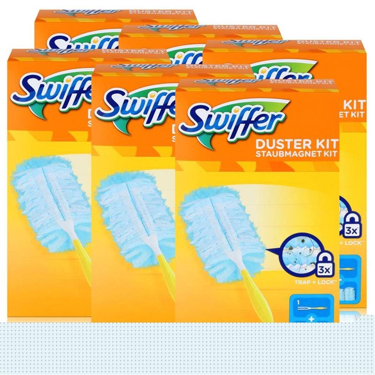 Swiffer Staubmagnet Starterset - Griff + 3 Tücher (6er Pack) Reinigungstücher