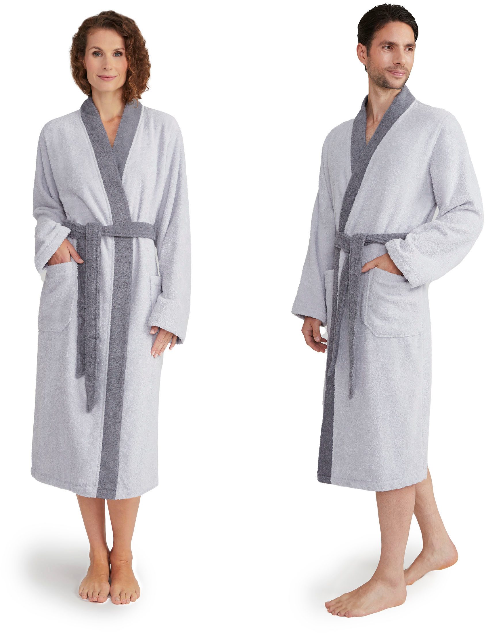 Möve Unisex-Bademantel Superwuschel Kimono mit Blende, Langform, Walkfrotti günstig online kaufen