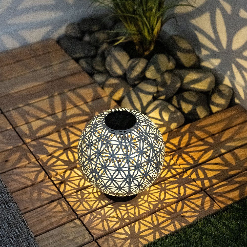 Kugelsolarleuchten fest Außen verbaut, Solarlampe Gartenleuchte, etc-shop LED Kugel für LED-Leuchtmittel Warmweiß, orientalische