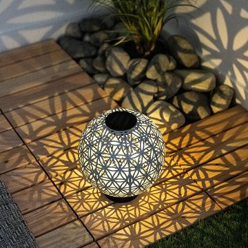 etc-shop Gartenleuchte, LED-Leuchtmittel fest verbaut, Warmweiß, Kugelsolarleuchten für Außen Solarlampe orientalische Kugel LED