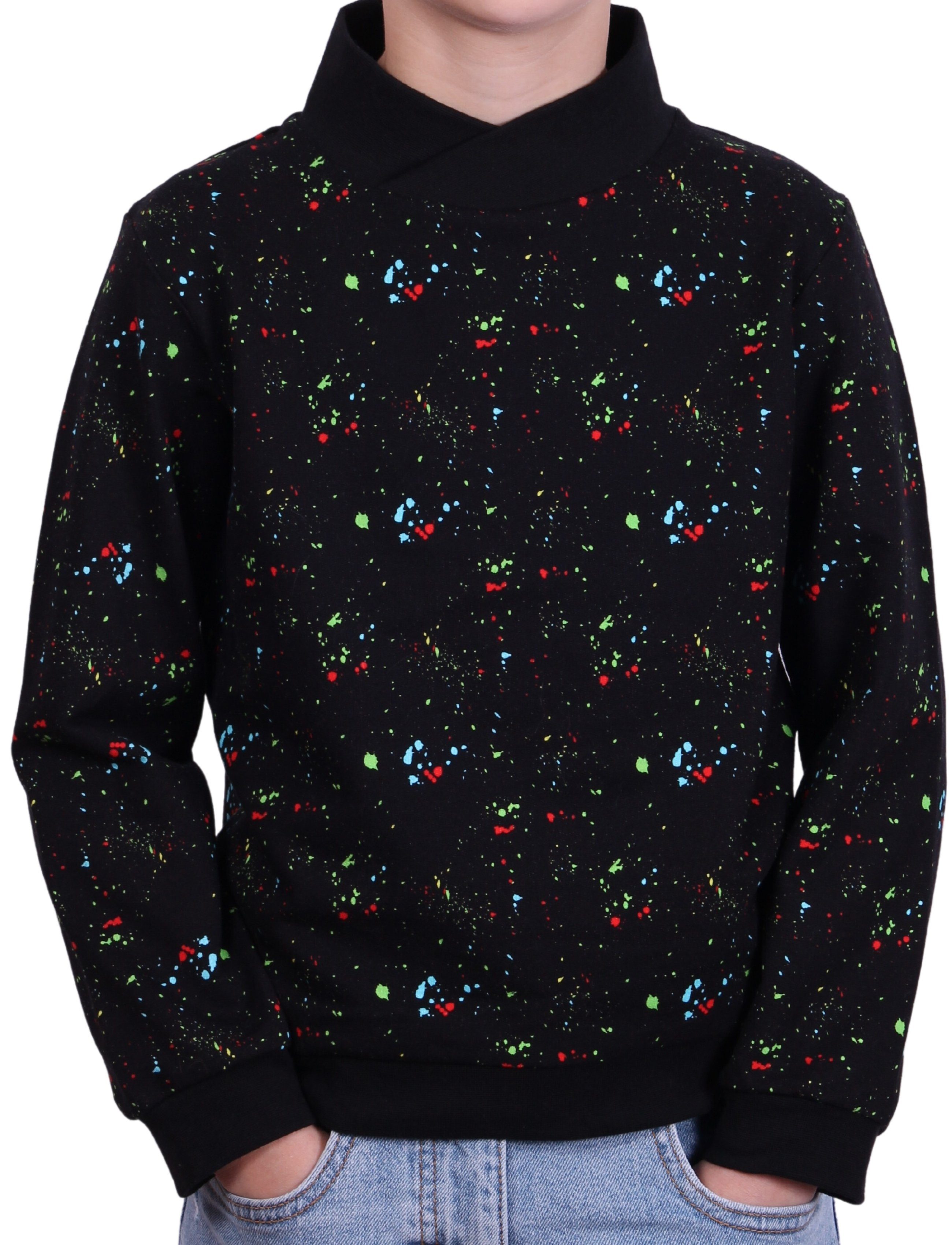 coolismo Sweater Kinder Sweatshirt Jungen Pullover mit farbigem Splash-Print Baumwolle, Made in Europa