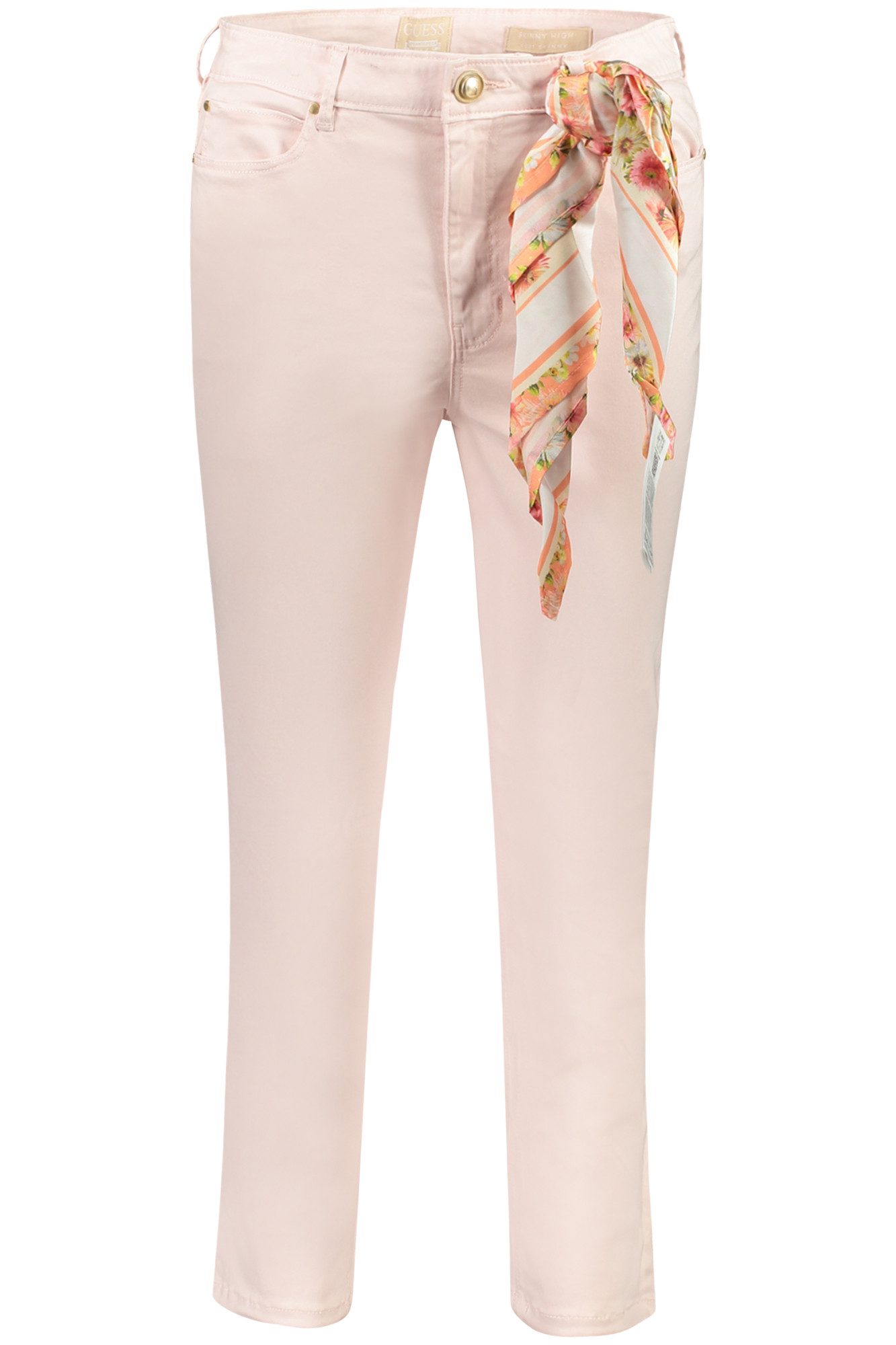 GUESS JEANS 5-Pocket-Hose Rosa Damenhose: Skinny Fit mit Kontrastdetails & 5 Taschen