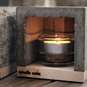 ECI Tools Kerzenhalter candle cube© Teelicht Tisch Kamin Beton mit gr. Teelicht (Set)