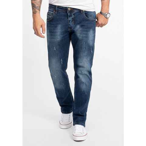Rock Creek Straight-Jeans Herren Jeans Stonewashed Blau RC-2281