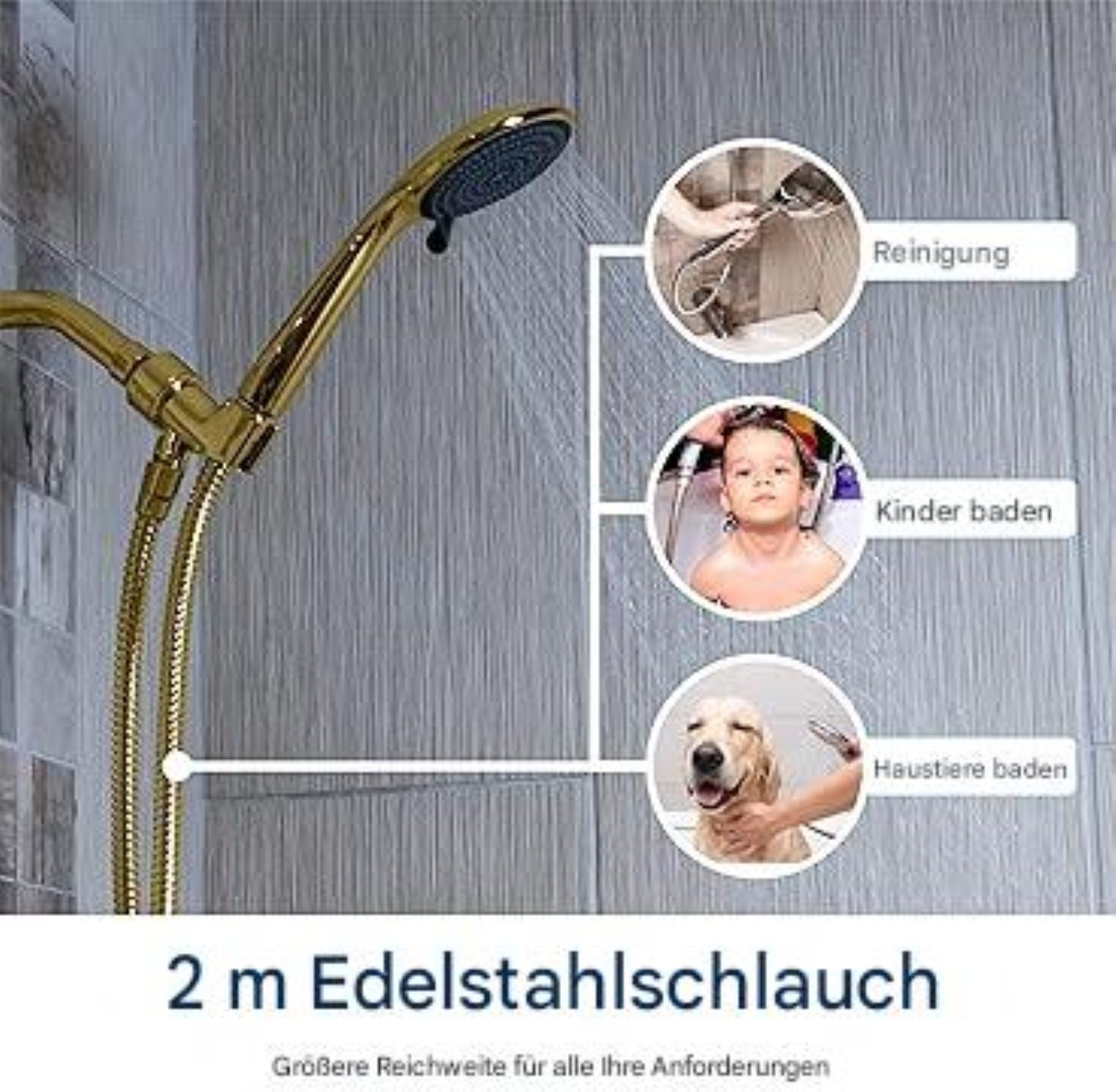 sparkpod Brauseschlauch Hochwertiger Brauseschlauch, flexibel & robust, Edelstahl 2m, (Premium Duschschlauch-Set, extra lang und flexibel, Enthält Duschschlauch und Installationsanleitung), Werkzeuglose Installation, robuster und flexibler Aufbau