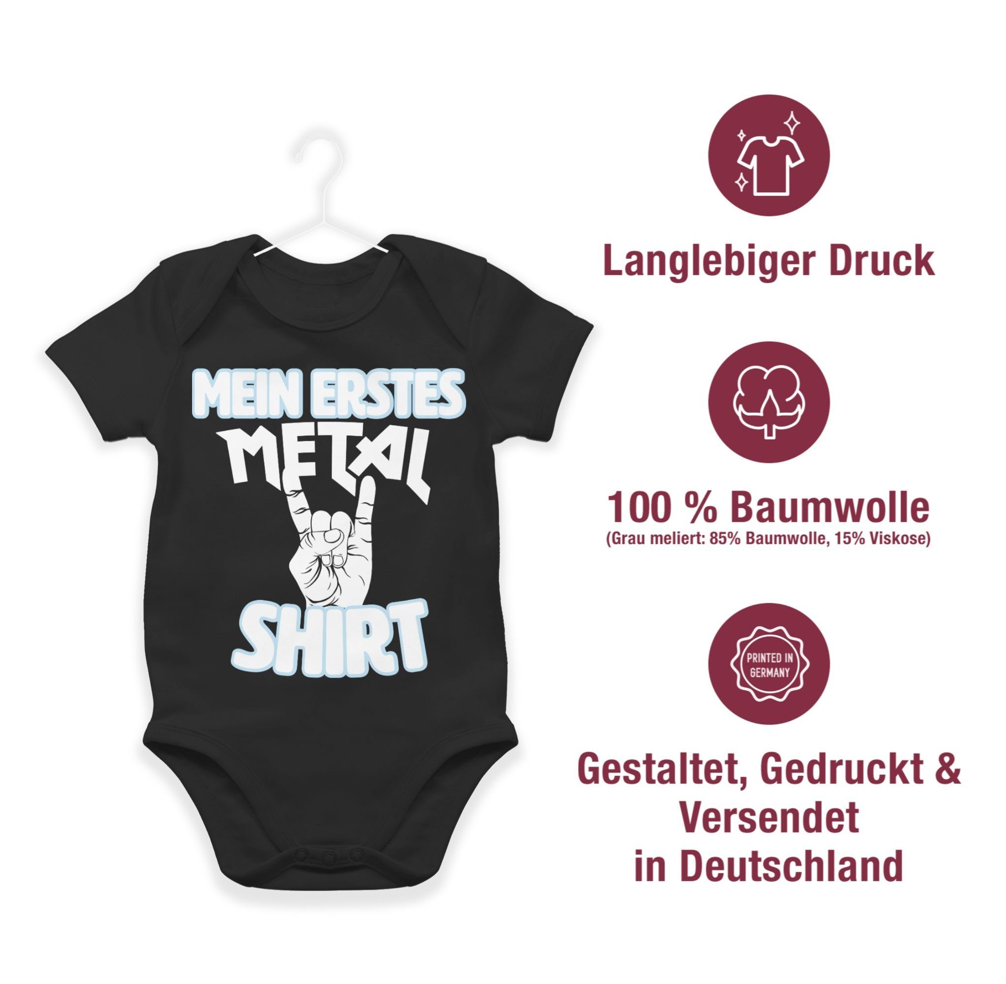Metal Shirtracer weiß Sprüche Shirtbody erstes Shirt Schwarz Mein 1 Baby
