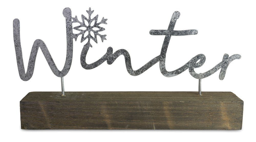 Deko-Schriftzug auf Holzsockel "Winter" 29 x 17 cm - Gold oder Silber
