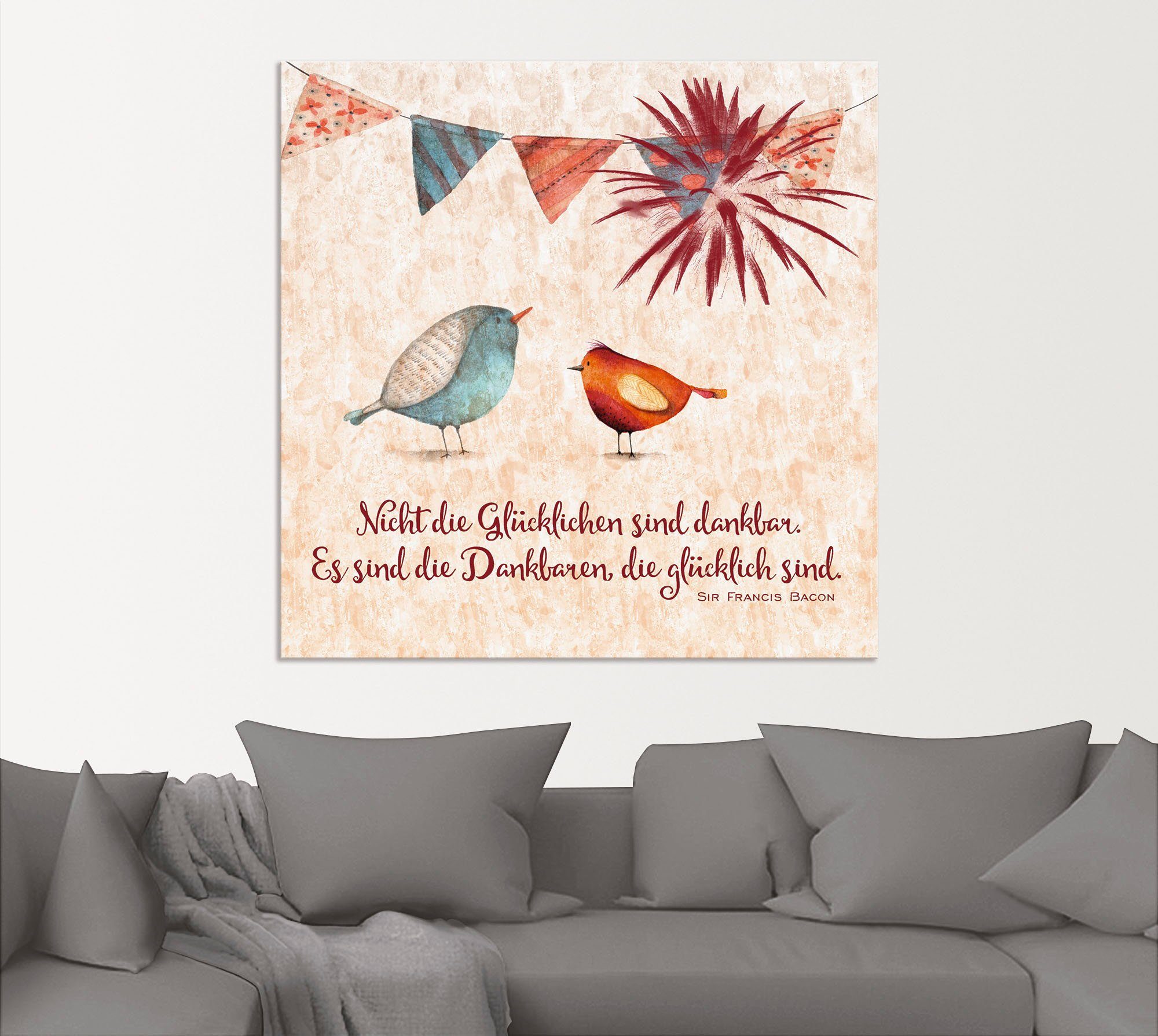 Artland Wandbild Lebensweisheit Glücklich, Tiere (1 St), als Alubild, Leinwandbild in verschied. Größen