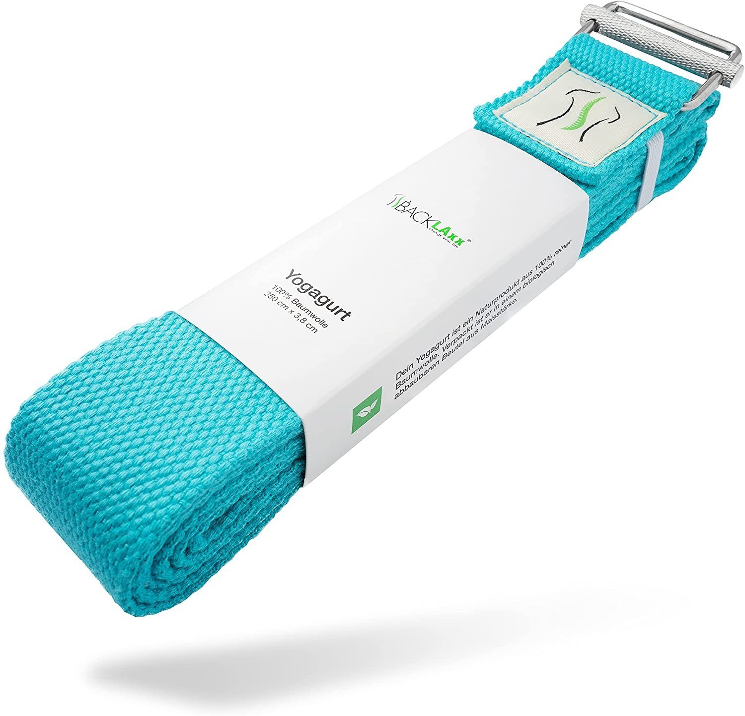 Yogagurt aus Baumwolle, Asana Belt, Yoga Band mit hochwertigem Metallverschluss