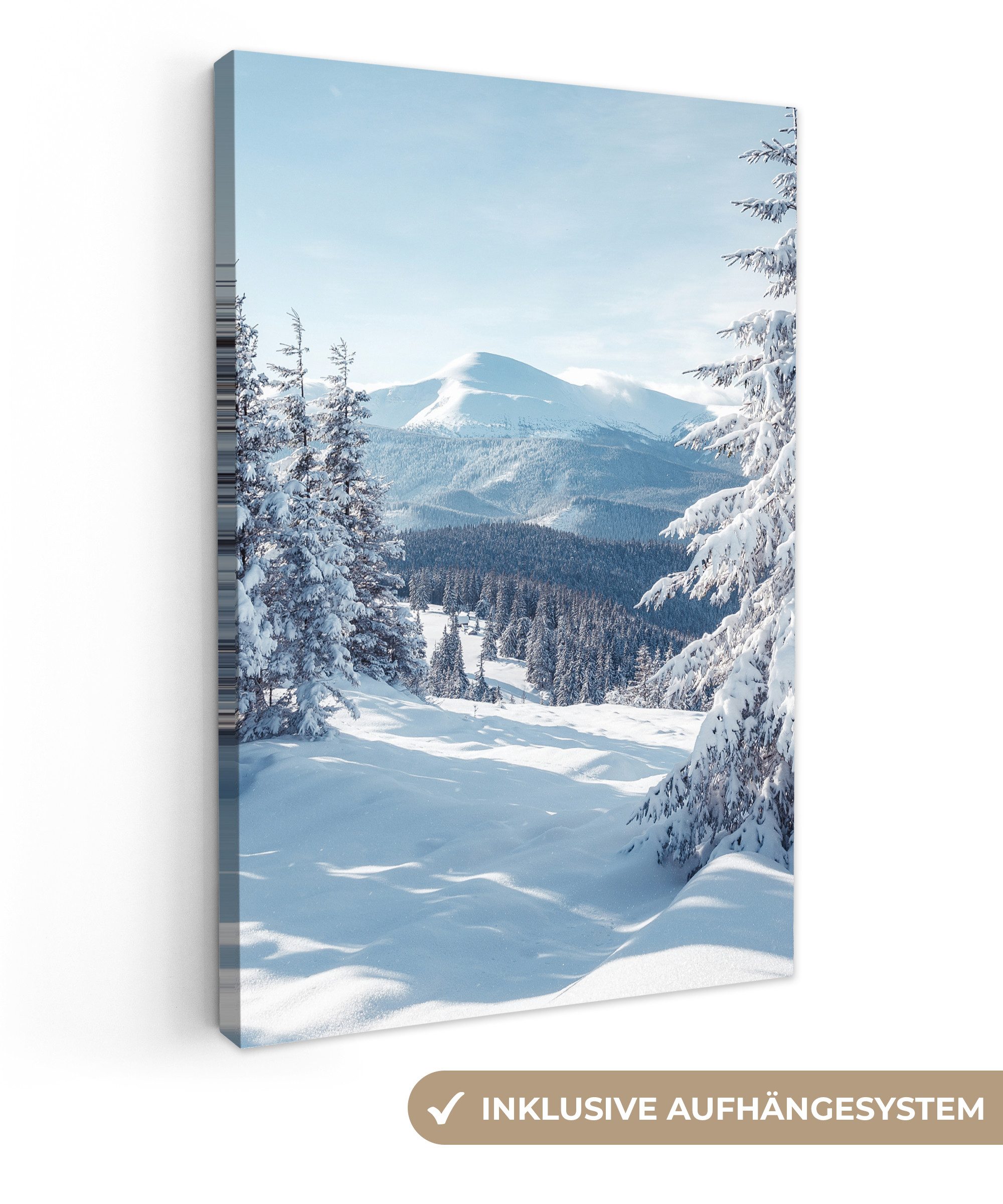 OneMillionCanvasses® Leinwandbild Winterlandschaft - Natur - Berge - Bäume günstig online kaufen