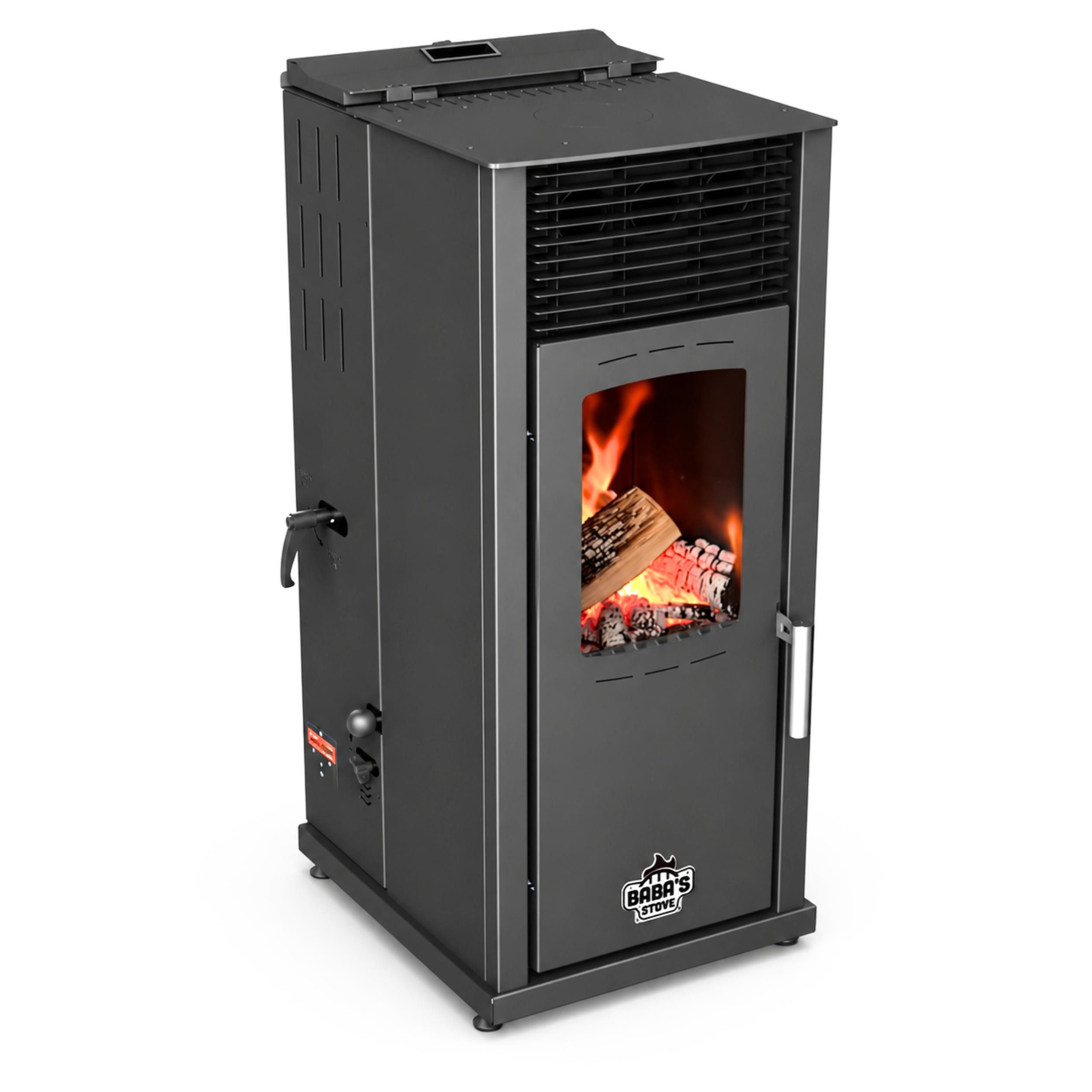 Baba's Kaminofen Eco Hybridofen Pellets und Holz Kombiofen Pelletofen ohne Strom, 8 kW, Dauerbrand, Dauerbrandofen, Holzofen Holz Ofen Kamin