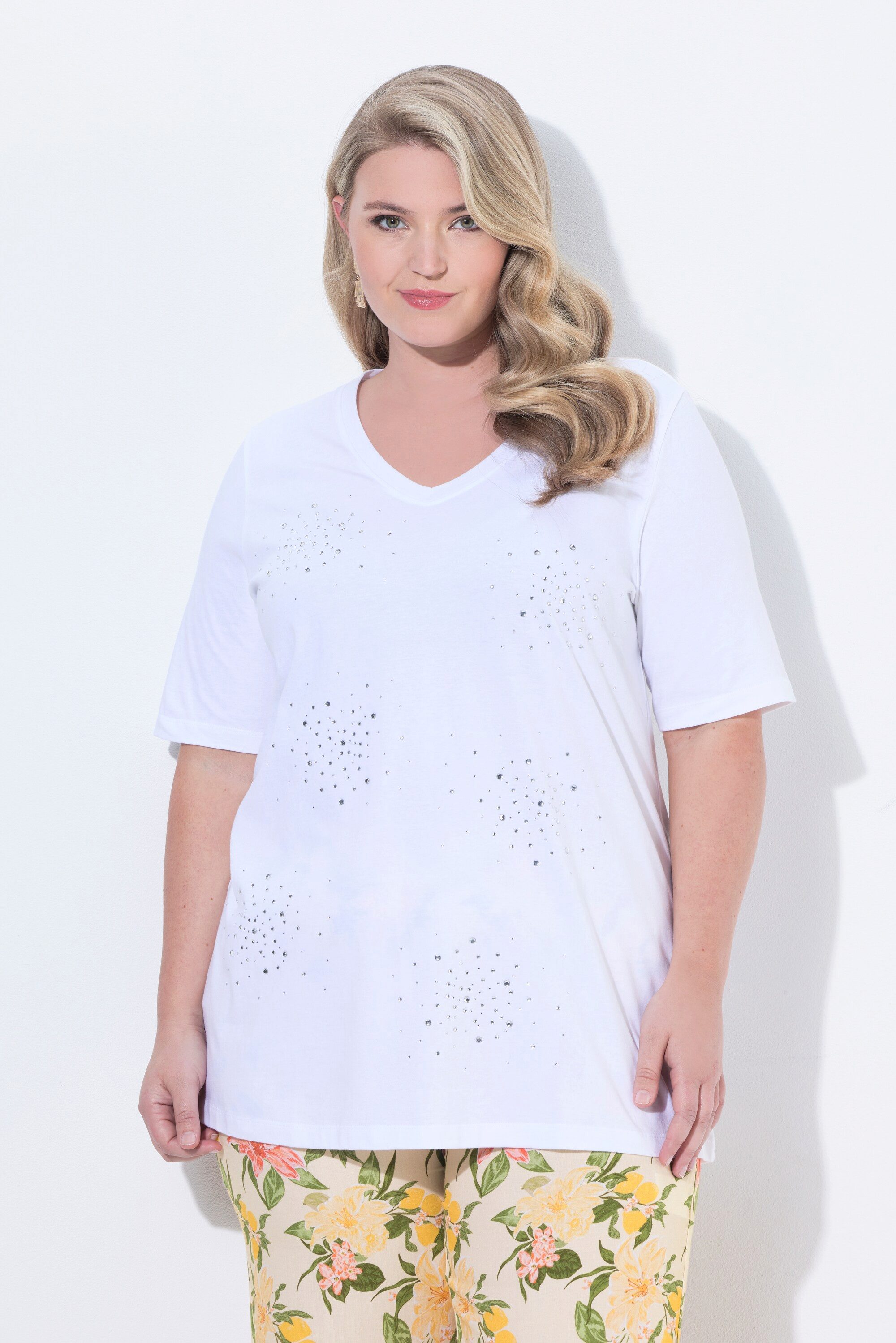 MIAMODA T-Shirt T-Shirt A-Linie Glitzersteinchen Halbarm