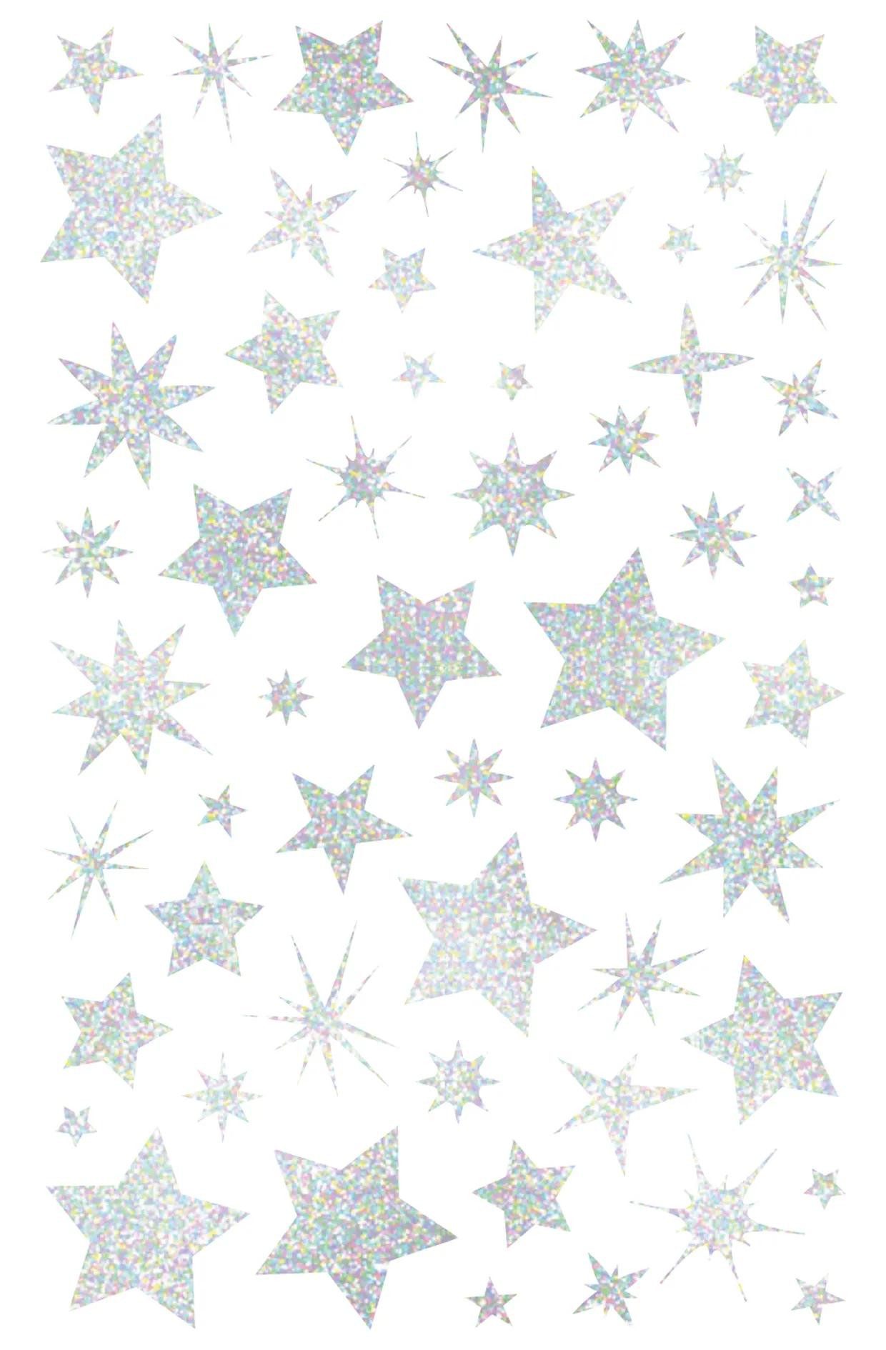 EXACOMPTA Sticker Initial, 20 Stickerbogen 10,5x16cm, holografisch, Sterne Silber AE238C, My Mandarine