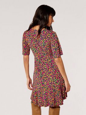 Apricot Minikleid Side Ruch Graphic Ditsy Wrap Dress, in Wickeloptik, mit Blumendruck
