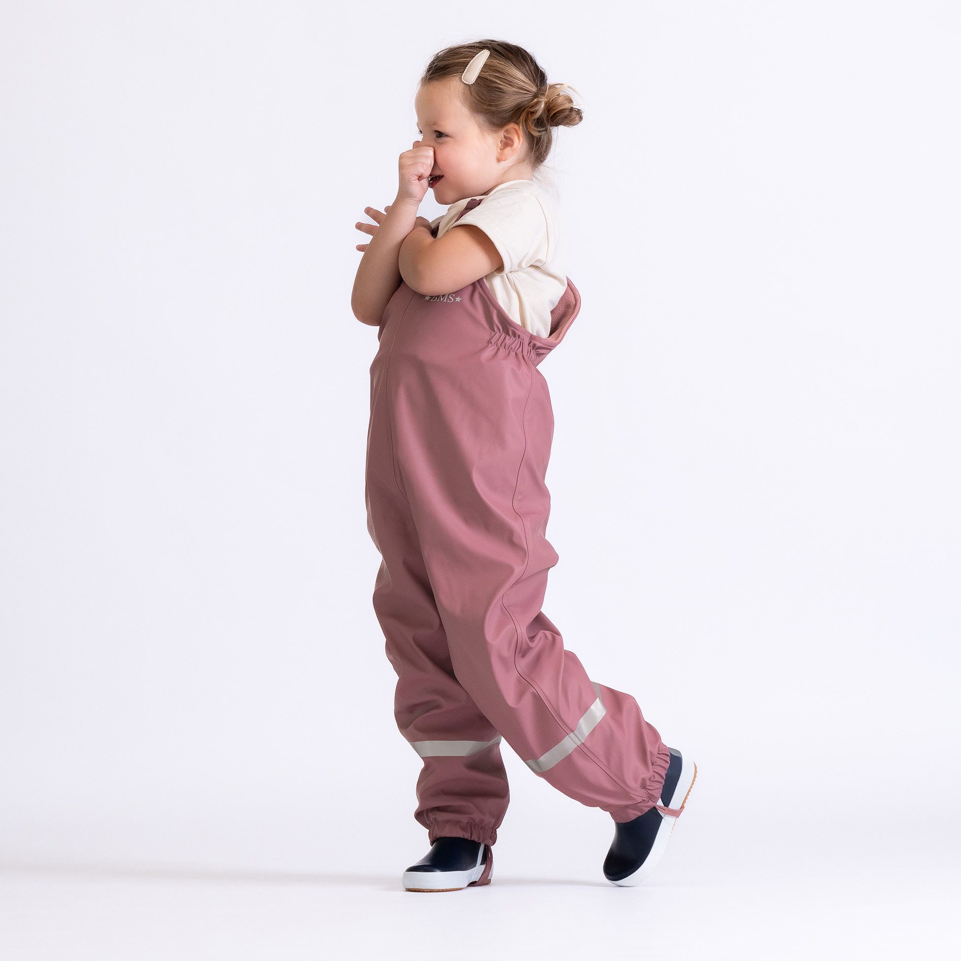 BMS Regen- und Matschlatzhose mit Fleece gefütterte Thermo-Regenlatzhose mitwachsend durch verstellbare Hosenträger
