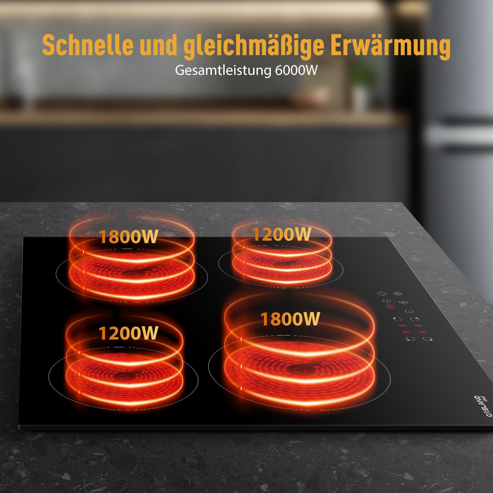 GASLAND Elektro-Kochfeld, 6000W Elektro mit Kindersicherung und Automatik Timer