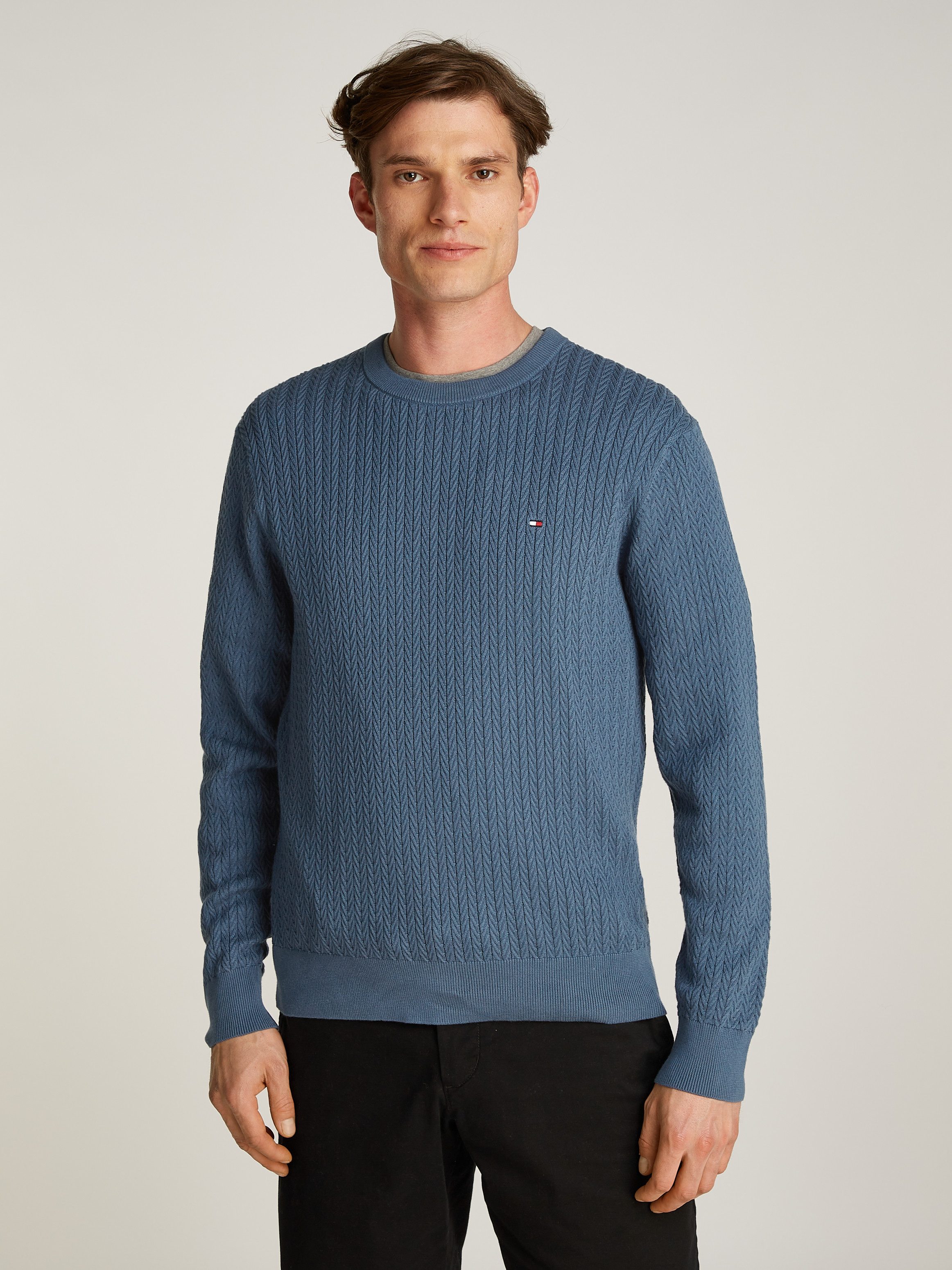 Tommy Hilfiger Strickpullover HERRINGBONE STRUCTURE C günstig online kaufen