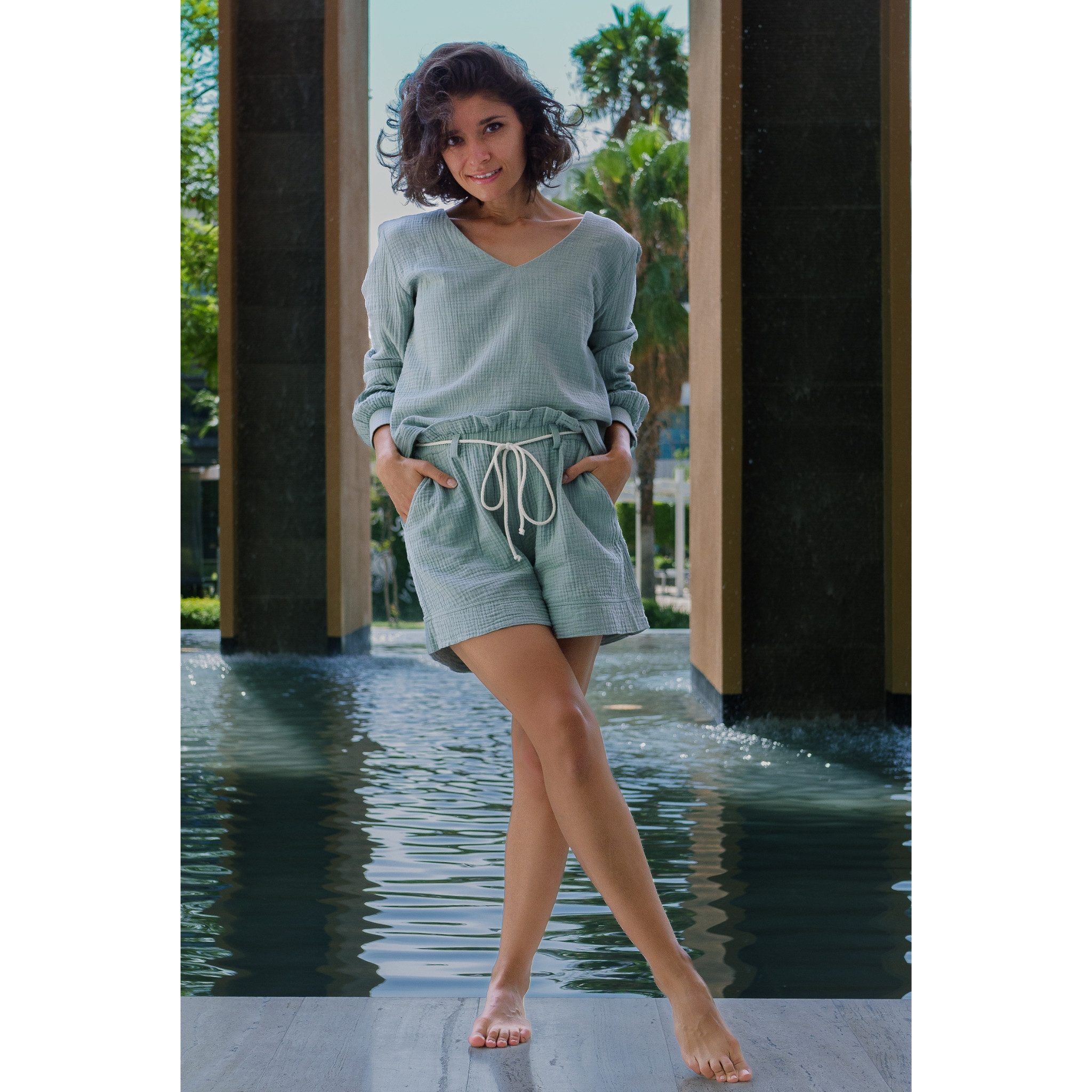 hutch&putch Schlupfbluse Musselin Bluse (kurz) mit Ballonärmeln aus 100% Bi günstig online kaufen