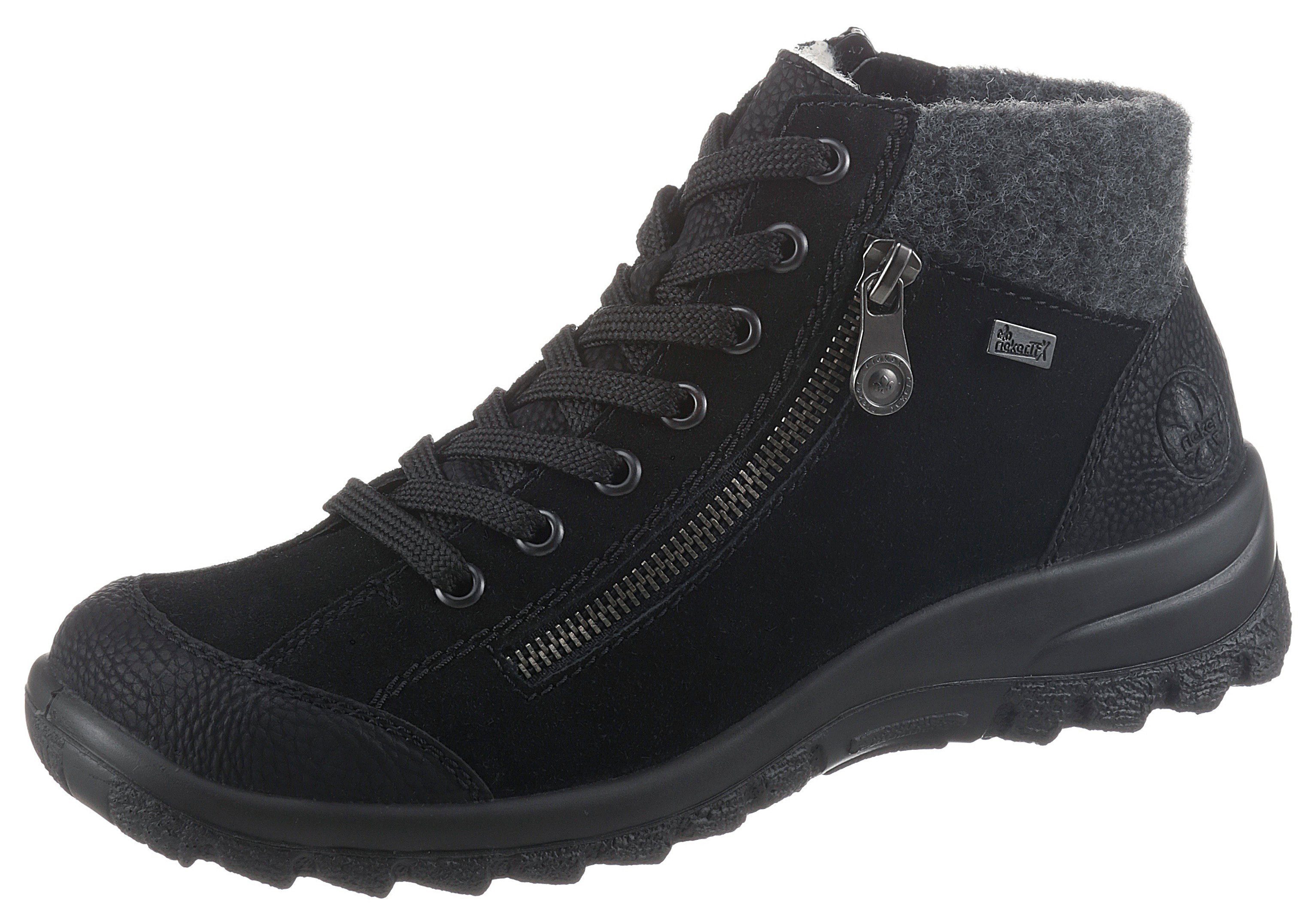 und Schaftabschluss aus Filz TEX Winterboots Rieker mit schwarz Rieker