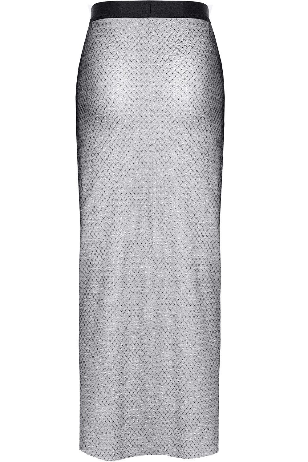 Demoniq Shirt & Rock Langer schwarz/silberner Rock aus Netzstoff transparen günstig online kaufen