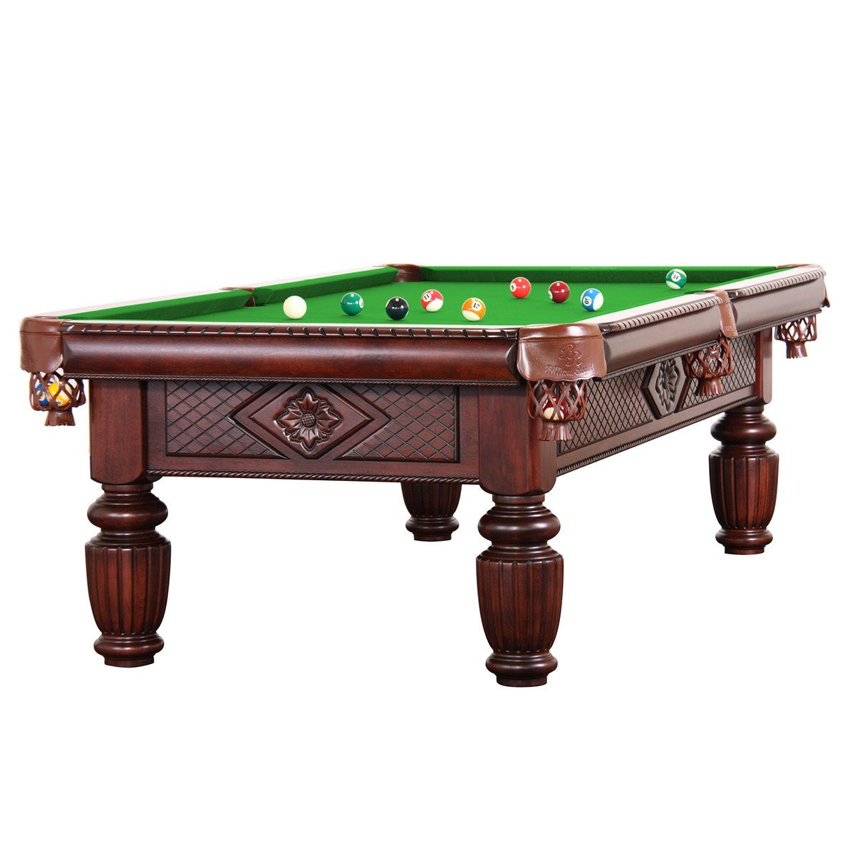 Billiard-Royal Billardtisch Apollo 9 ft., (Hochwertige und massive Ausführung in beliebter Billiard-Royal® Qualität), 3-tig Naturschieferplatte, Echtleder Auffangtaschen, Bandengummi K55