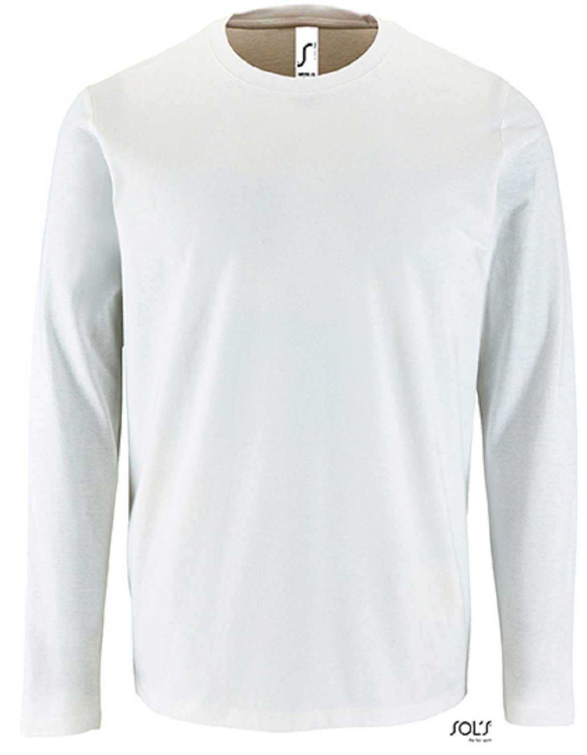 Herren Baumwolle Langarm-Shirt Männer bis (1-tlg) Gr. 190 XS 100% für 1er/2er Weiß SOLS Pack - Langarmshirt g/m² 4XL