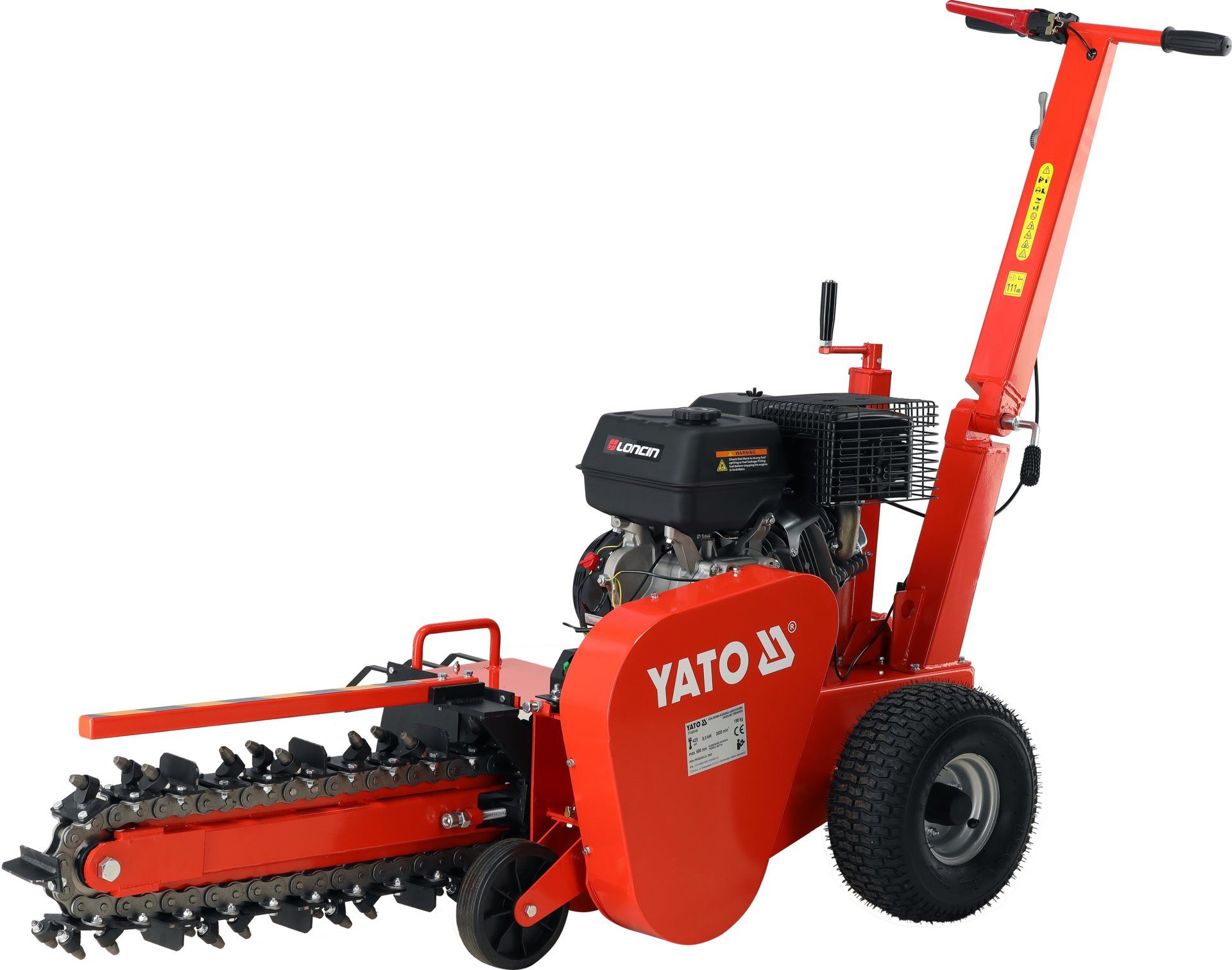 Yato Benzinmotorhacke Grabenfräse, Erdfräse, Kabelfräse, Drainagefräse 60cm, 9kW/12,24PS