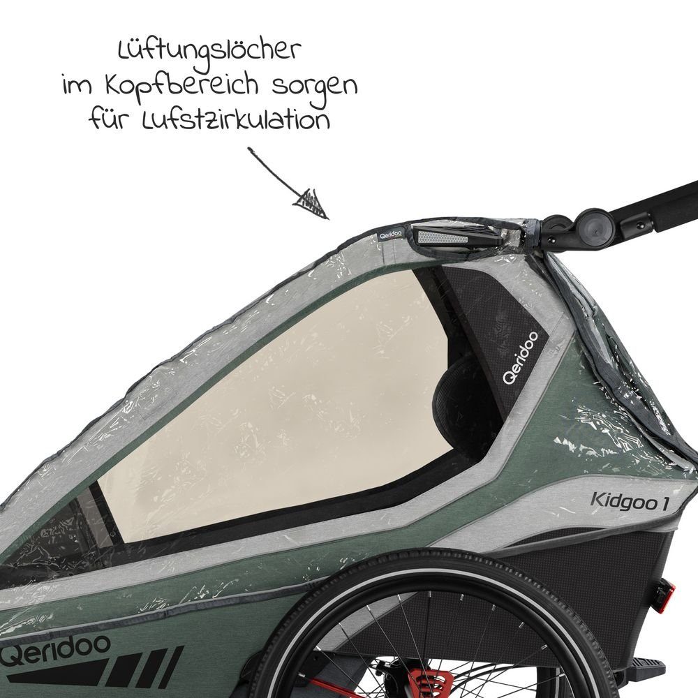 Qeridoo Kinderwagen-Regenschutzhülle Kidgoo 1, Regenschutz Regenverdeck für Qeridoo Fahrradanhänger Kidgoo 1