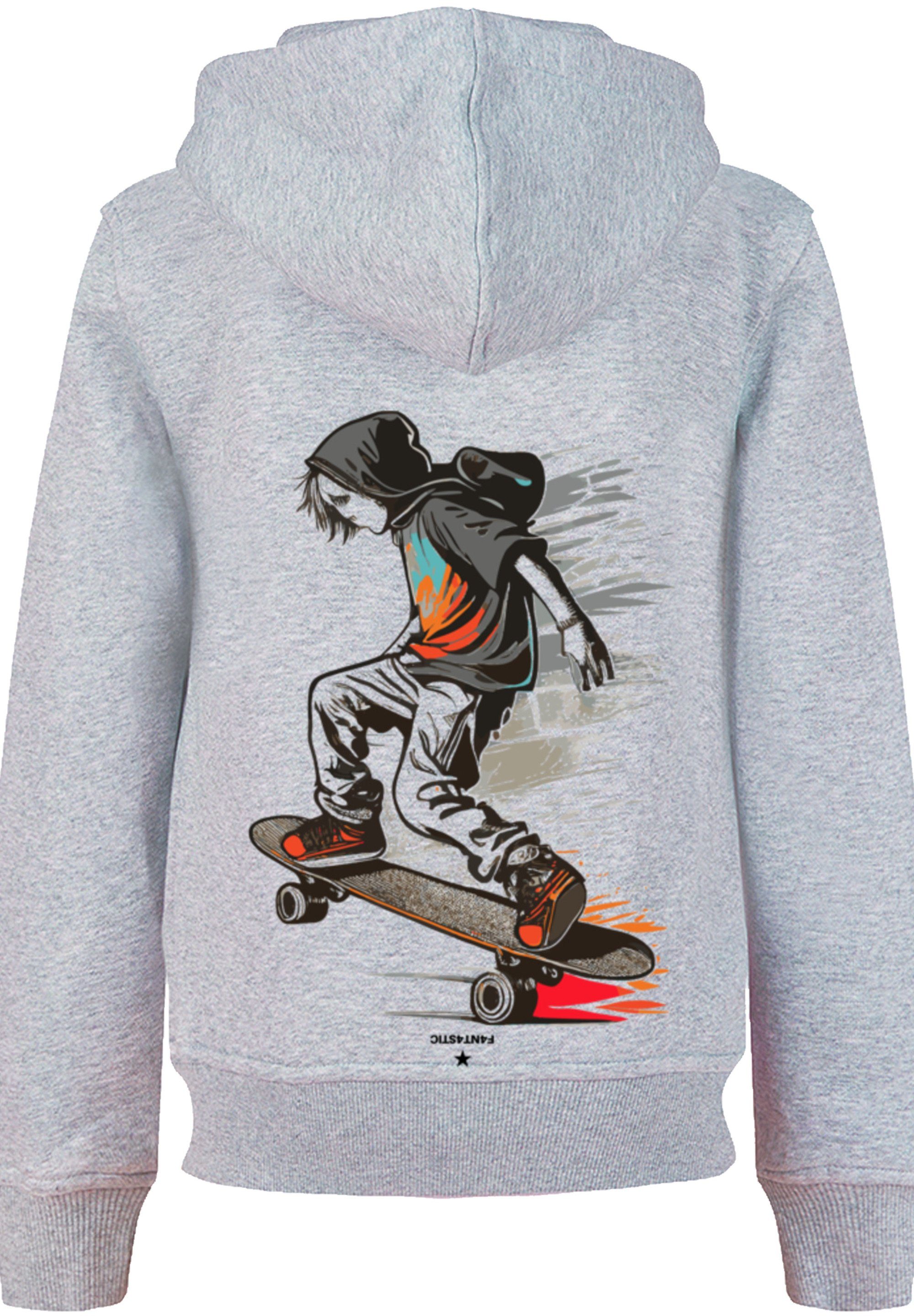 Skateboarder Print heather grey Kapuzenpullover F4NT4STIC