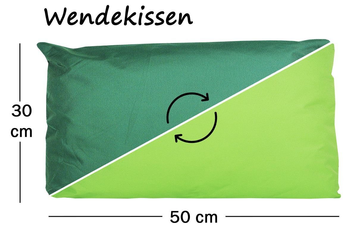 inkl. Grün Außen Outdoor mit JACK geeignet für Kissen JACK Füllung, Wende & Lotus-Effekt, Dunkelgrün Robust, Strapazierfähig, - Innen 30x50cm Dekokissen 2-farbiges Dekokissen