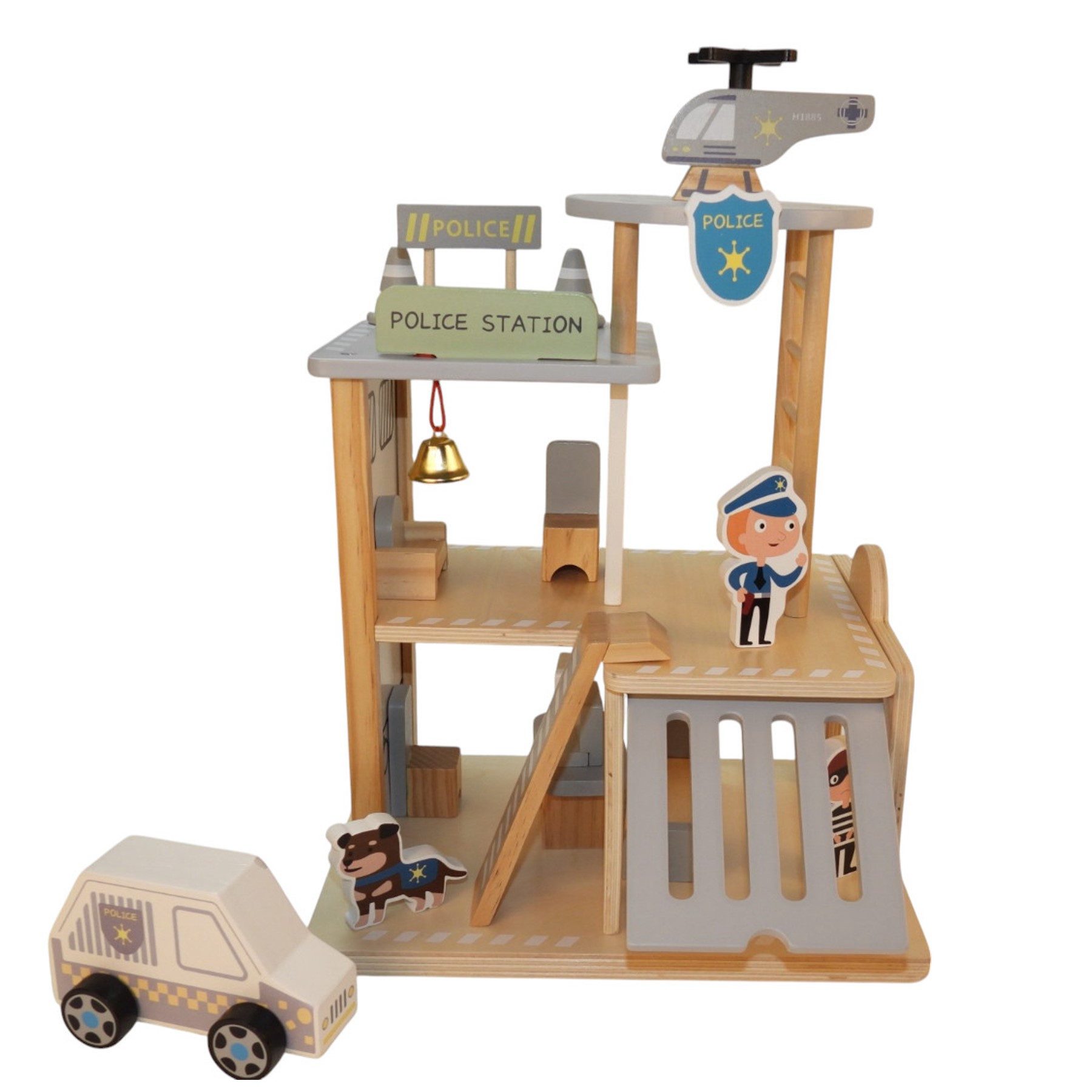 TikTakToo Spiel-Polizeistation Holz-Polizeistation-Spielset 3-stufig, mit F günstig online kaufen