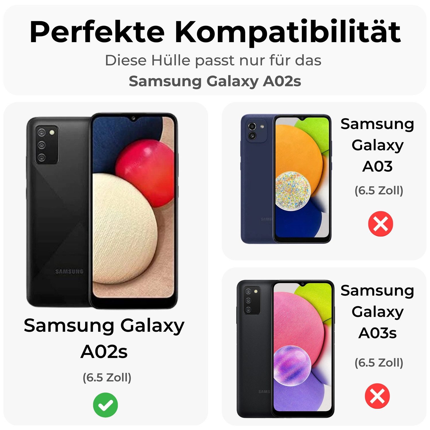 betterfon Handyhülle für Samsung Galaxy A02s Robuste Outdoor Schutzhülle Panzer Case, Stoßfeste Dual-Layer Hülle mit Kickstand kratzfest und formstabil