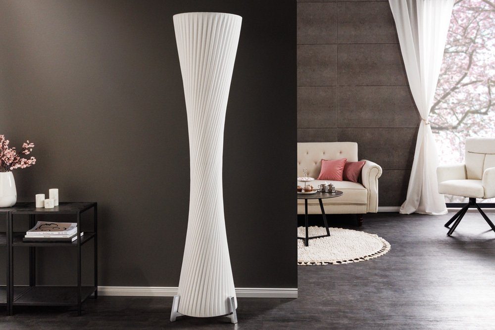 · / Stehlampe 180cm weiß mit Wohnzimmer · · Stehleuchte ohne PARIS Leuchtmittel, Modern silber, riess-ambiente Lampenschirm Design X