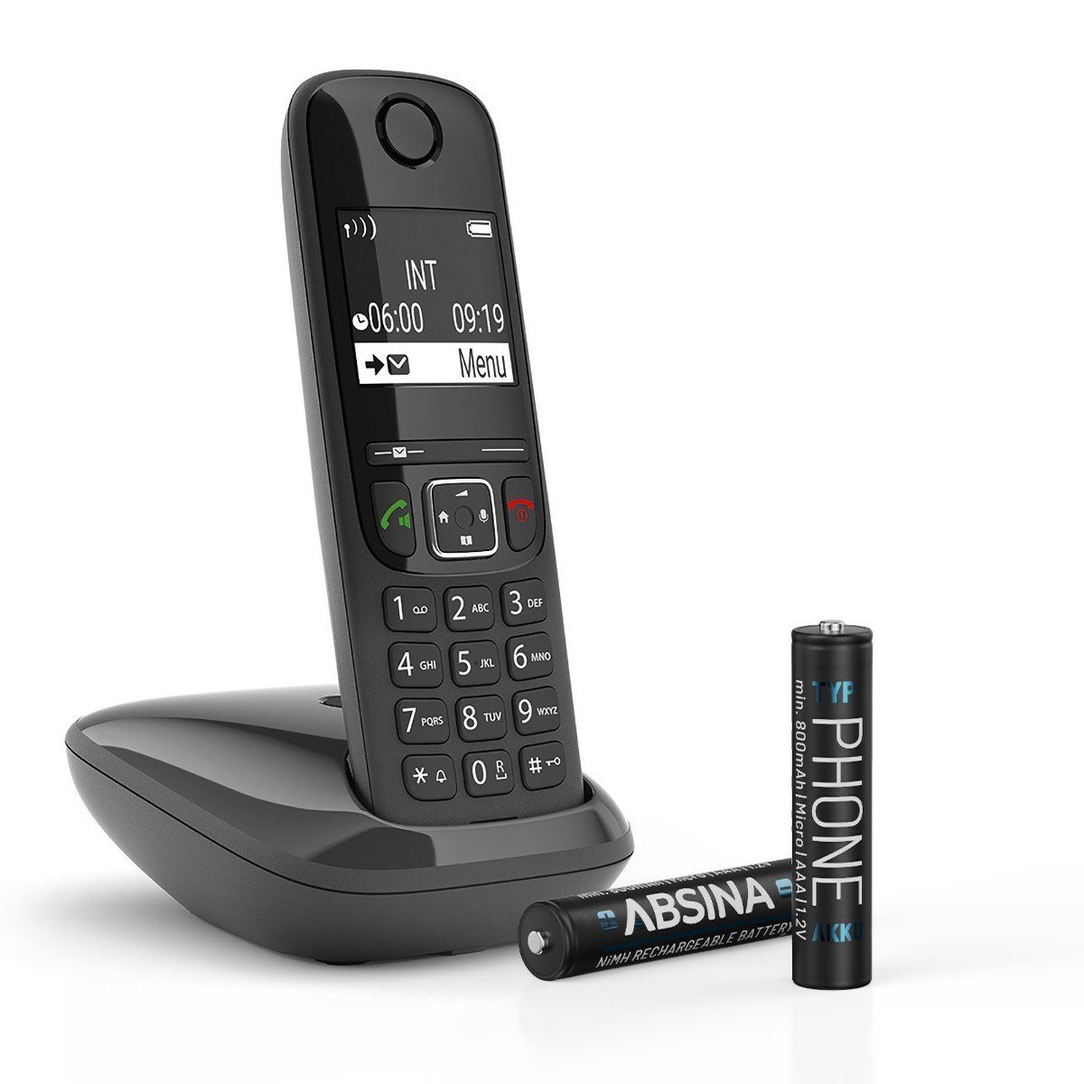 ABSINA Akku AAA für Telefon 800 mAh - 2x NiMH Telefonakkus Akkus Batterien Akku 800 mAh (1.2 V)