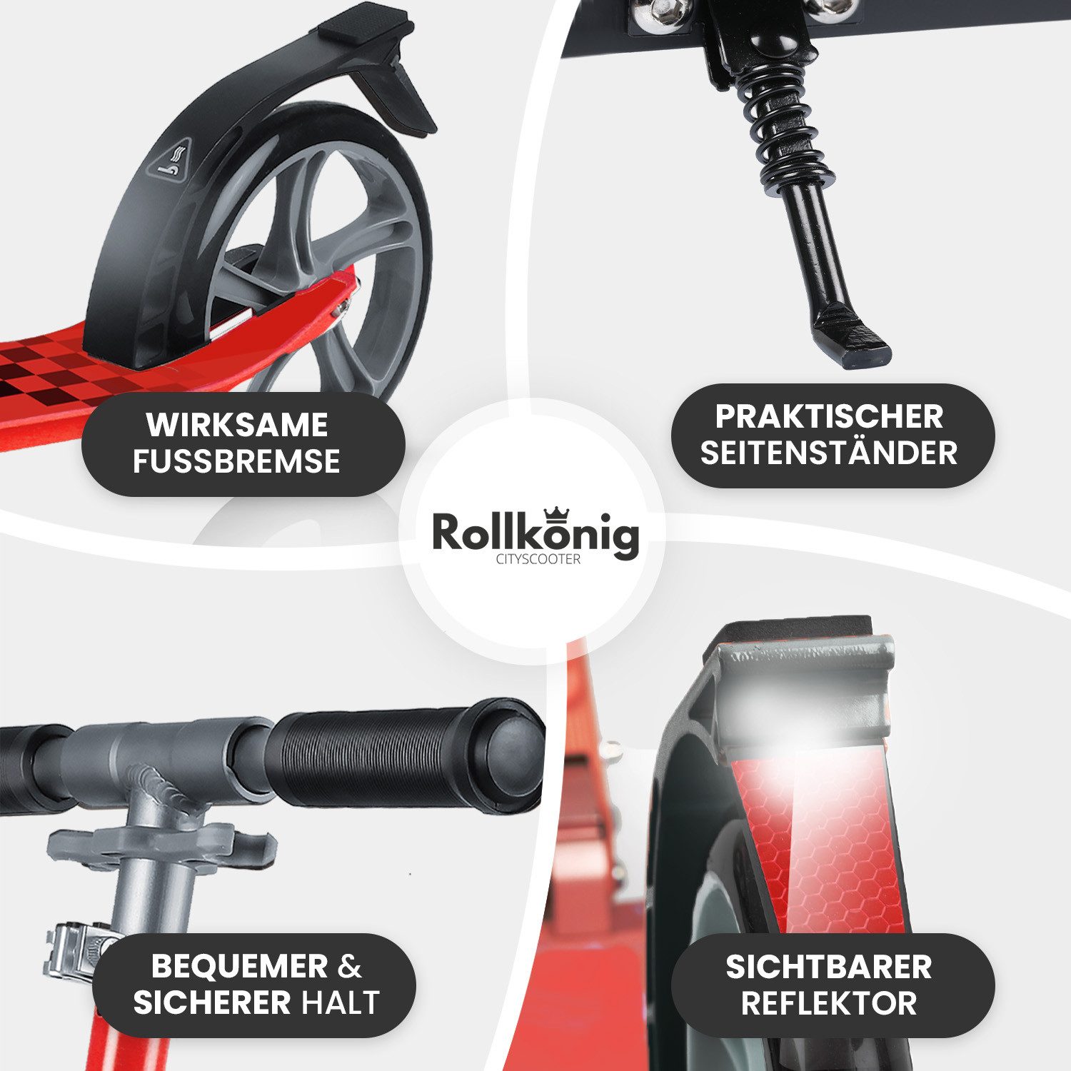 ROLLKÖNIG Tretroller Rollkönig ® Scooter Kinder ab 5 Jahren, City-Scooter mit großen Rädern, Ab 5 Jahres