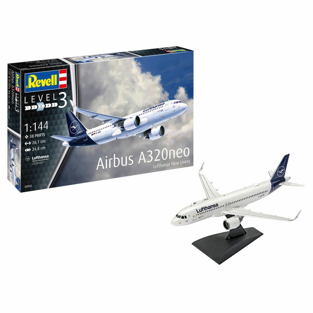 Revell® Modellbausatz Airbus A320neo Lufthansa New Livery, 03942, Maßstab 1:144, (38-tlg)