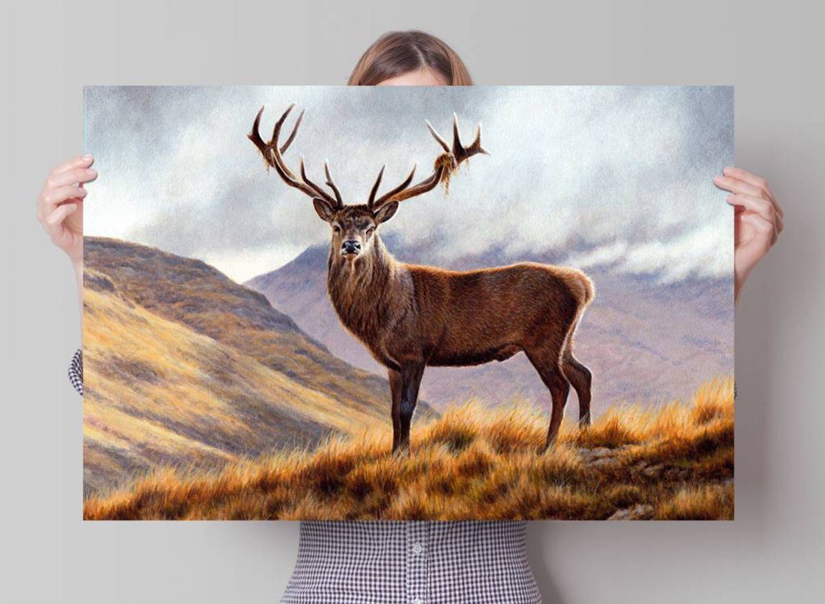 Reinders! Poster Hirsch in den Bergen Poster 91,5 x 61 cm | Poster