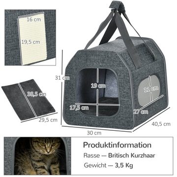 PawHut Tiertransportbox Katzentransportbox Transportbox für Katzen bis 5 kg, Grau bis 8 kg, BxLxH: 30 x 40.5 x 31 cm