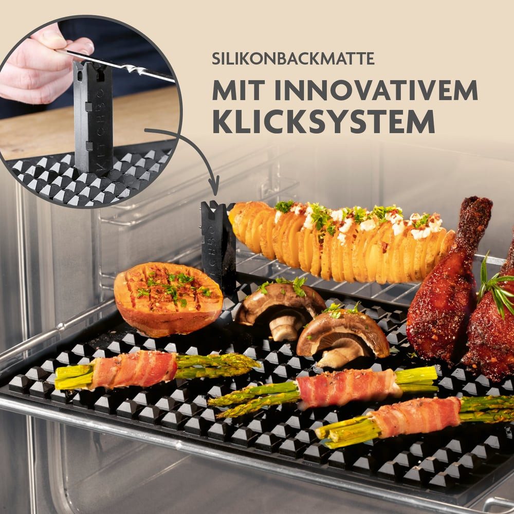 KITCHBO Backmatte Silikon Starter Set inkl., Silikon/Edelstahl (6-tlg), 2 Spieße, 4 Steine, 1 Schwamm