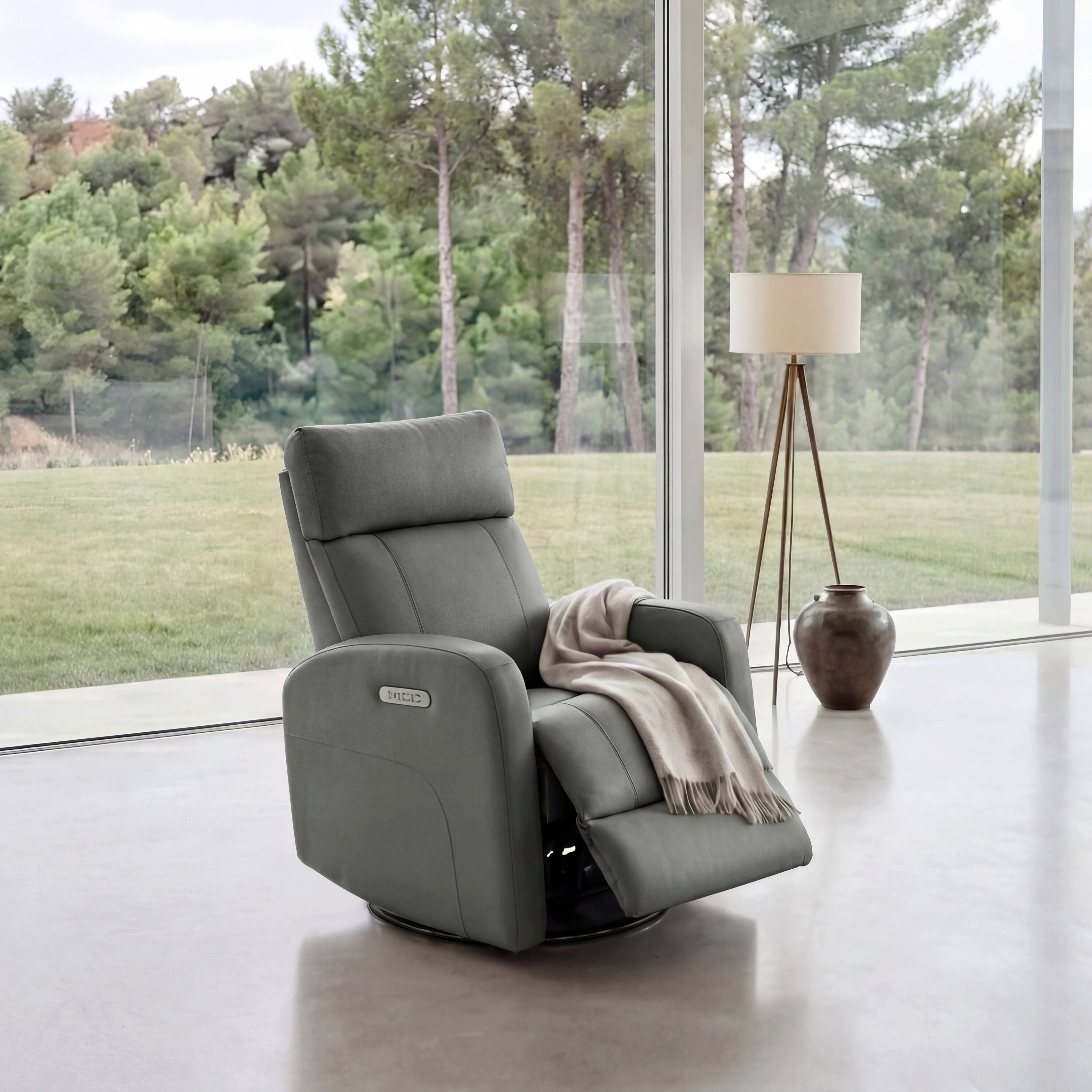 CHITA Relaxsessel (1 St), Elektrischer Funktionssessel, Fernsehsessel, Echtleder, 270° drehbar