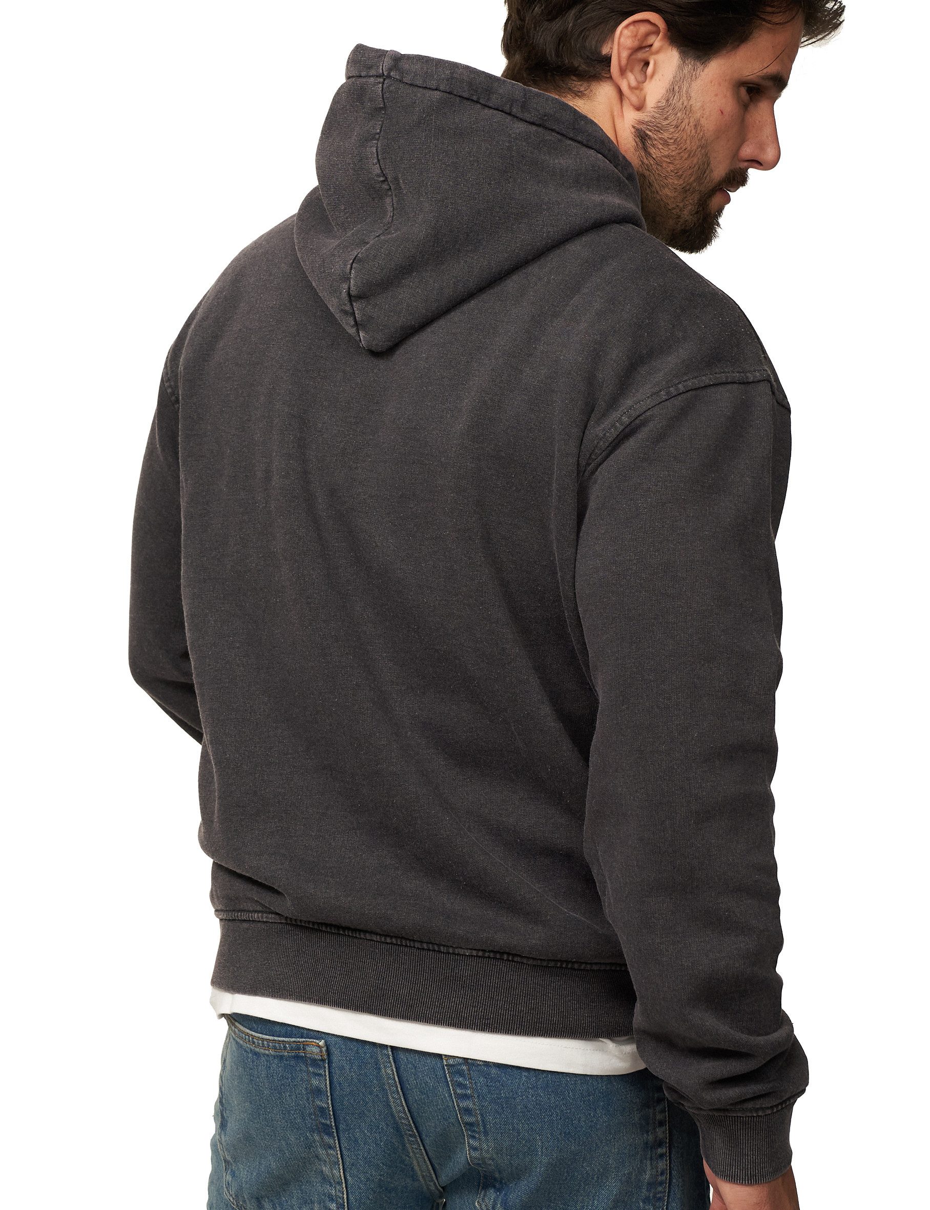 DAILY COTTON Hoodie im Oversize Schnitt Unifarben - Kapuzenpullover Loose-Fit Herren Basic Kapuzen-Sweatshirt Oversized Raglan Sweater