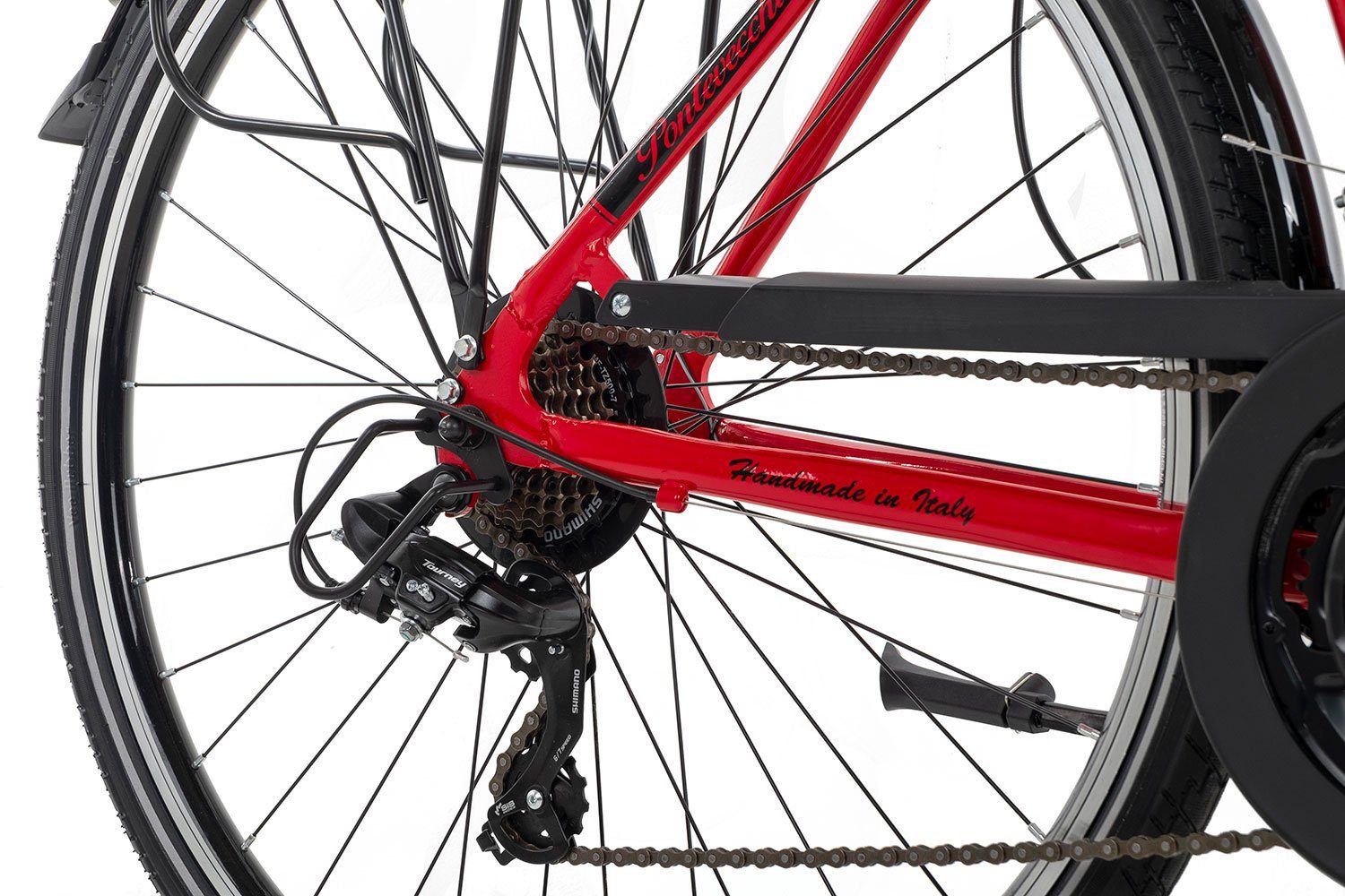 Ciclista Cityrad Ponte Vecchio Wave, 21 Gang Shimano Tourney 21 Schaltwerk, Kettenschaltung, Citybike Damen 28 Zoll rot/orange