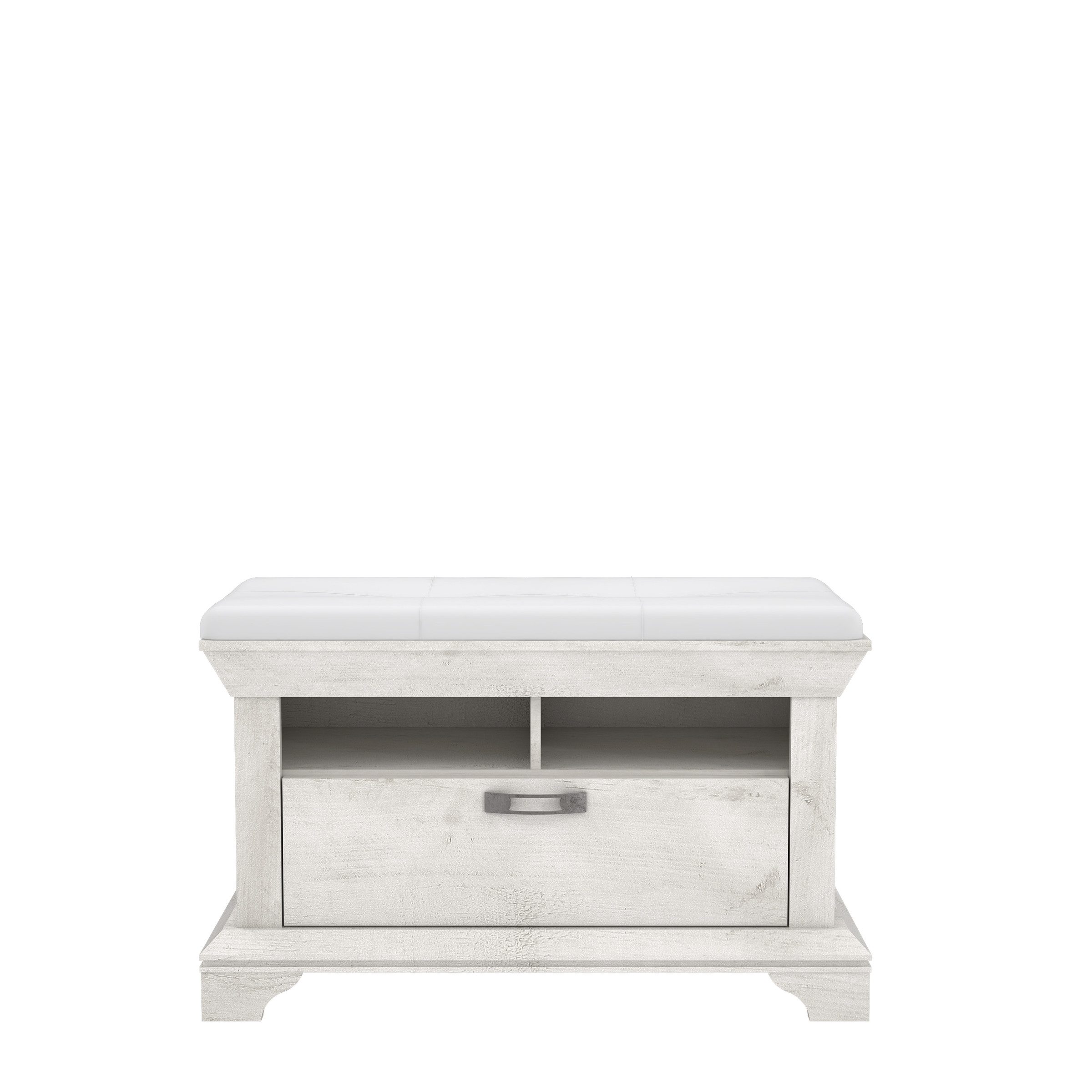 FORTE Schuhbank in Pinie Weiss - 98,5x62x46,2cm (BxHxT)