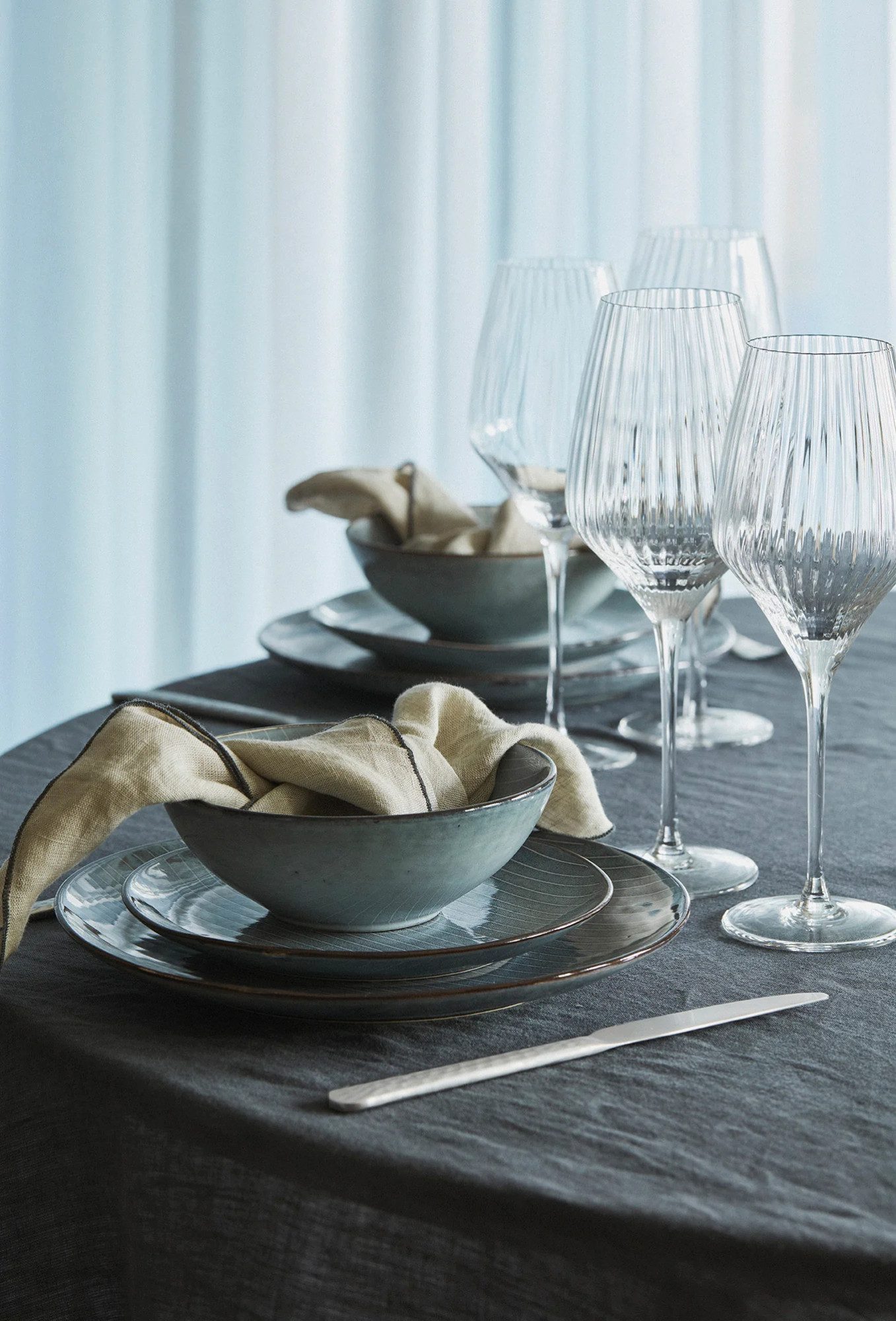 Broste Copenhagen Geschirr-Set Broste Copenhagen Nordic Sea Geschirrset 12 tgl. Nordic Sea, 4 Personen, Reaktiv Glasiertes Steingut