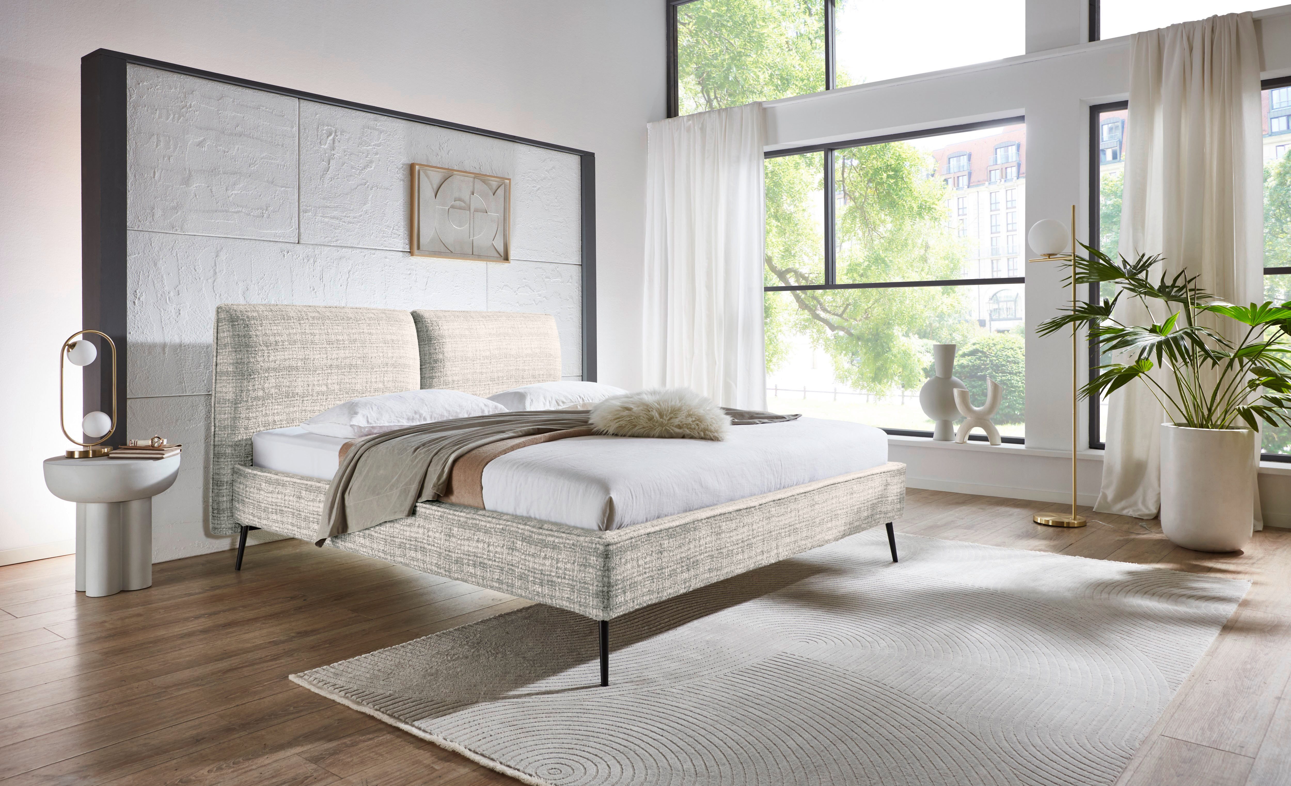 meise.möbel Polsterbett Infinity erhältlich in verschiedenen Farben und Breiten, mit schwarzen Metallfüßen