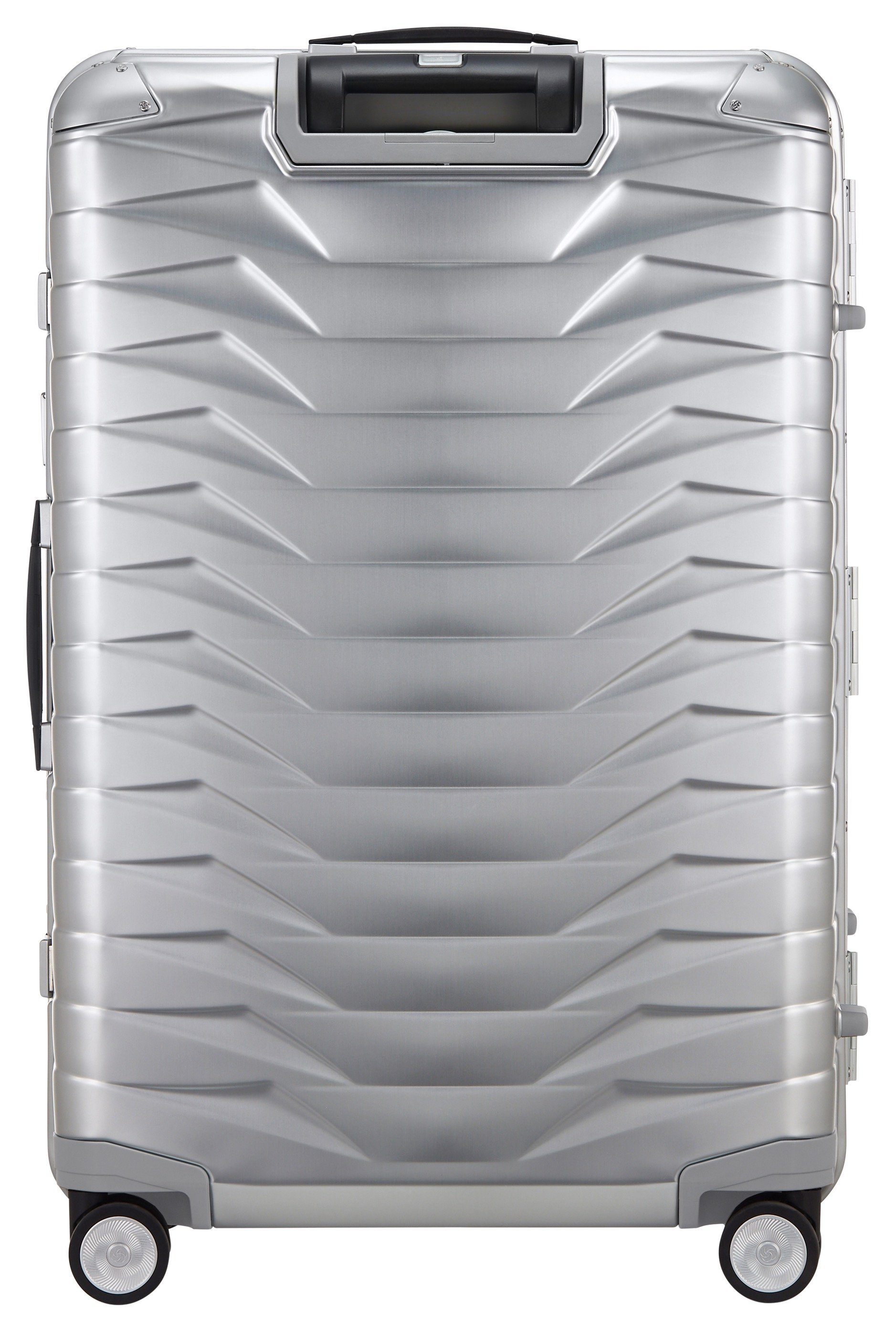 Samsonite Hartschalen-Trolley PROXIS ALU, verschiedene Größen, 4 Rollen, aus Aluminium, mit Kreuzspanngurt, mit integriertem Namensschild