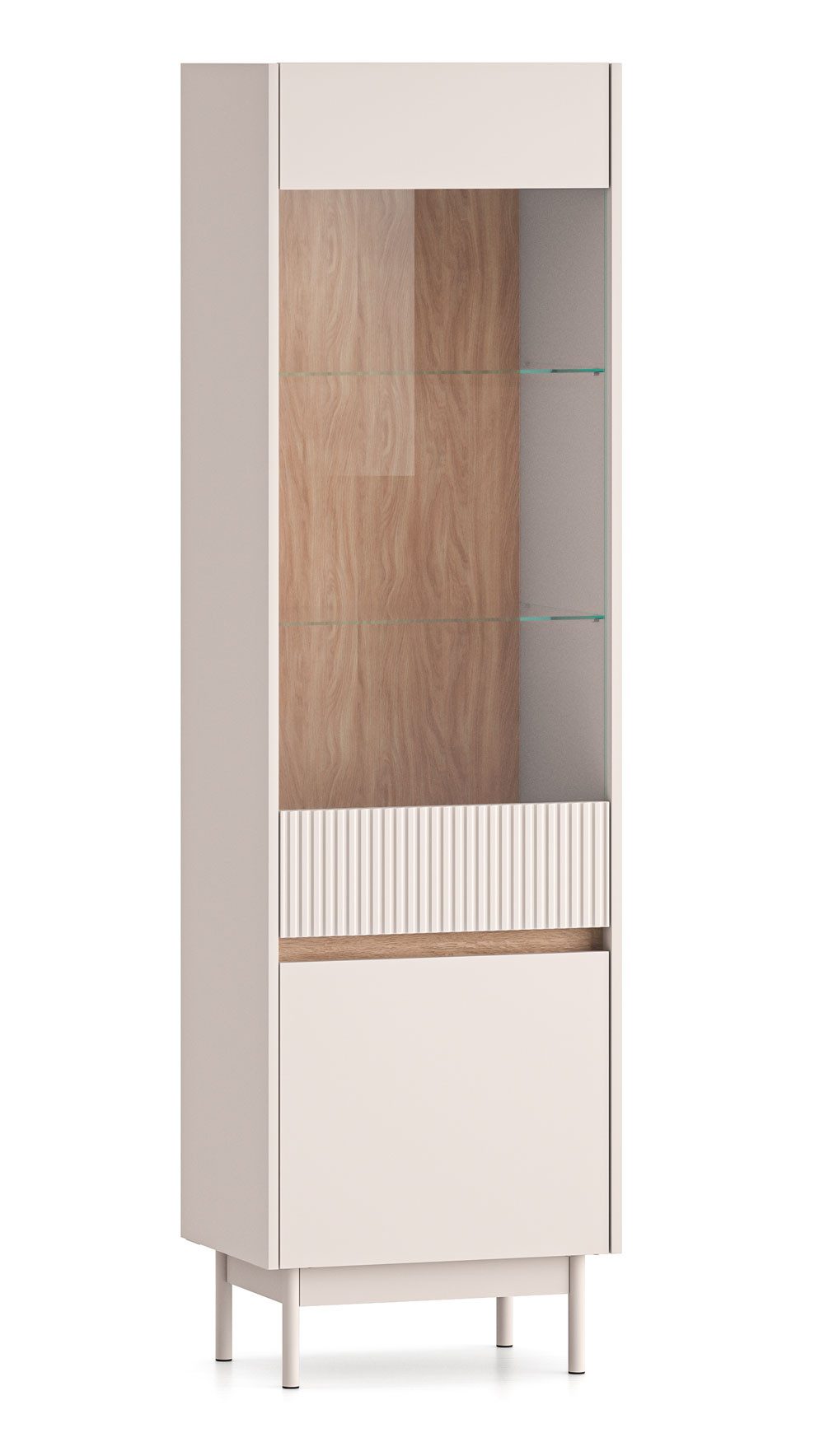 Feldmann-Wohnen Vitrine Dunea (mit Türen, mit Einlegeböden, mit Glaseinsatz, 1-St., moderne Optik, Breite 55cm, ohne Beleuchtung, Front MDF) Cashmere Eiche Cremona Torro Breite 55cm ohne Beleuchtung