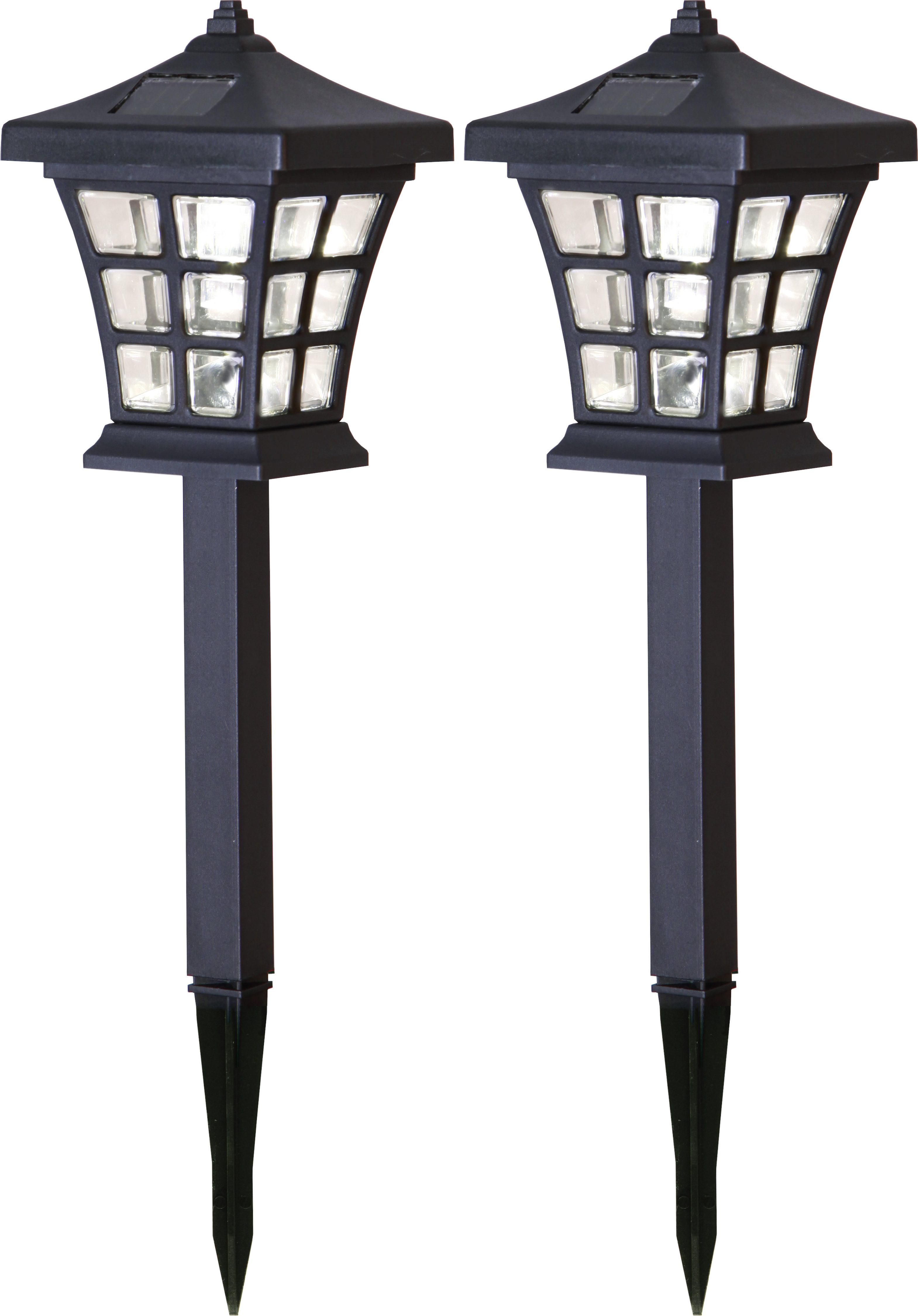 STAR TRADING LED Solarleuchte Solar-Wegleuchte Nippon, Tageslichtsensor, LED fest integriert, Warmweiß, Dämmerungssensor, 2er-Set